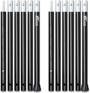 FIELDOOR アルミテントポール 直径24mm 6本連結 調節可能 70～230cm プッシュピン 4段階 伸縮 分割式 キャンプ タープ