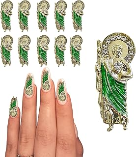 San Judas Nail Charm Decoration,10PCS San Judas Tadeo 3D Nail Diamonds Art Charms,Nail Gold Charms for Acrylic Nails Rhinestones,Nail Gems and Crystals Jewels,Nail Stones Design