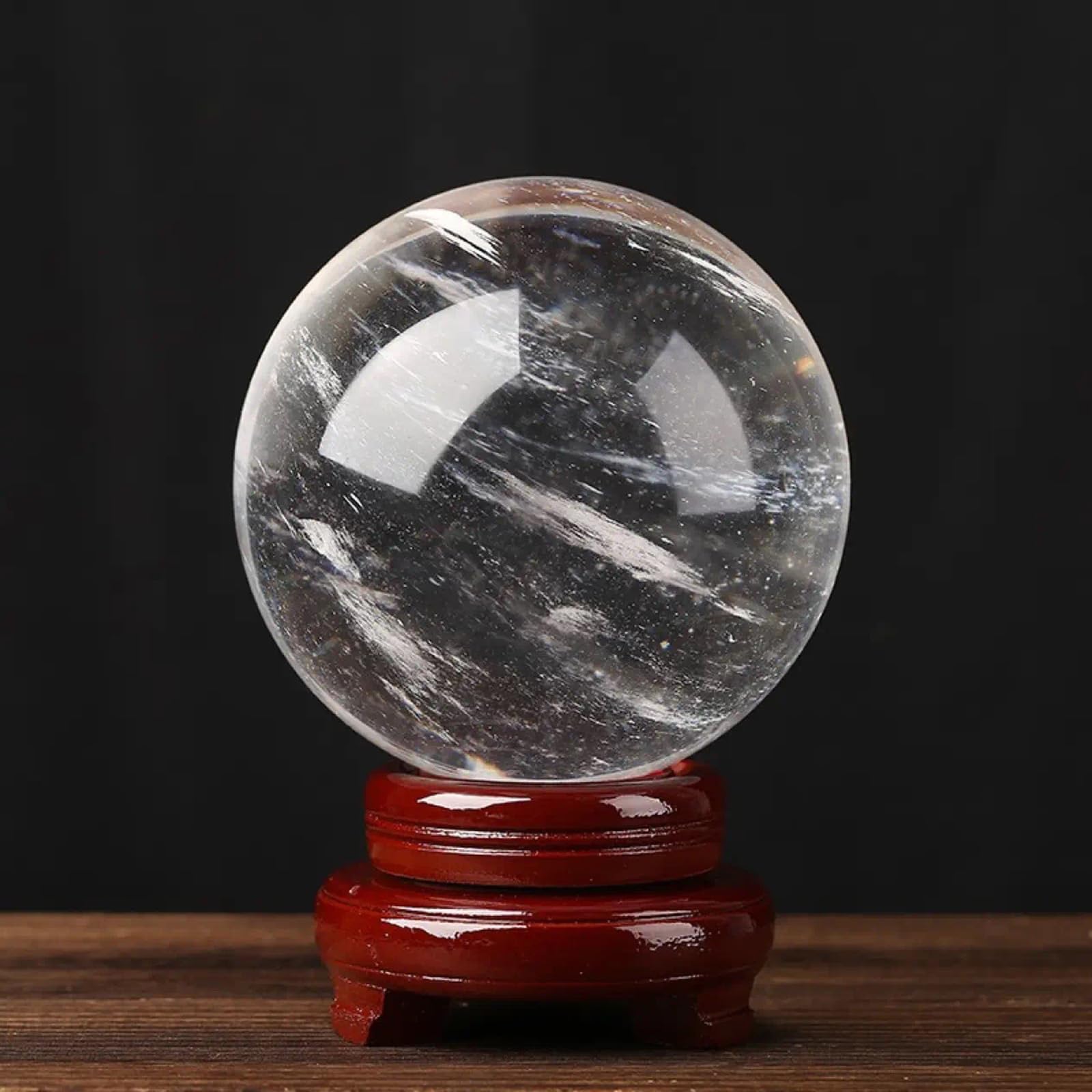 DPURPIWADY Melting Clear Quartz Crystal Ball White Crystals Sphere with Stand for, Divination, Home Decoration, Fengshui,18cm/7.1in