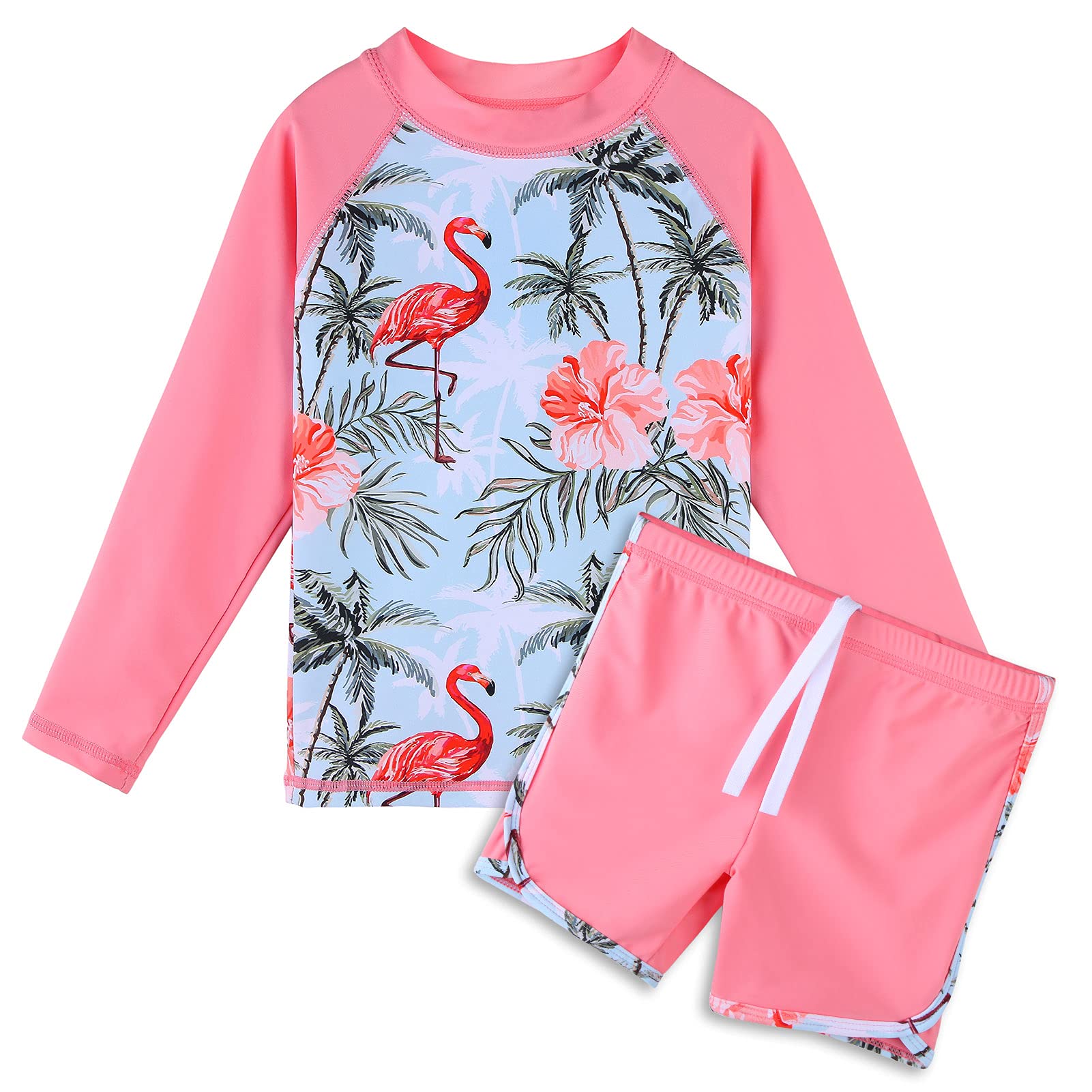 Huaaniuegirls 2pcs Longsleeve Swimsuit Sunsafe Swimwear Kids