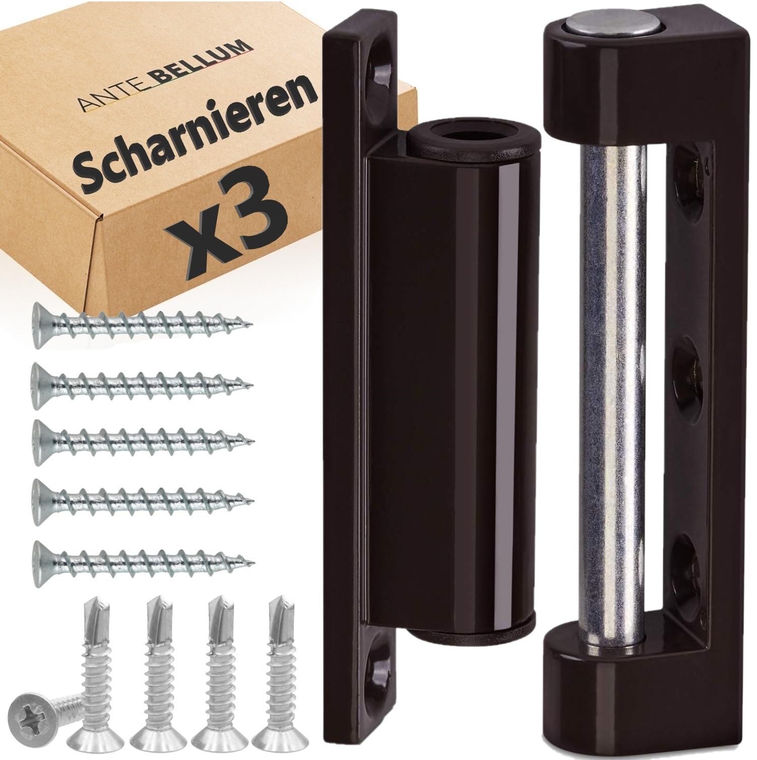 Door and Window Hinges - 3 Pack (Door, Window) Renovation Hinges, Insect Protection, Rotary Tilt (Brown, 10 Pieces)