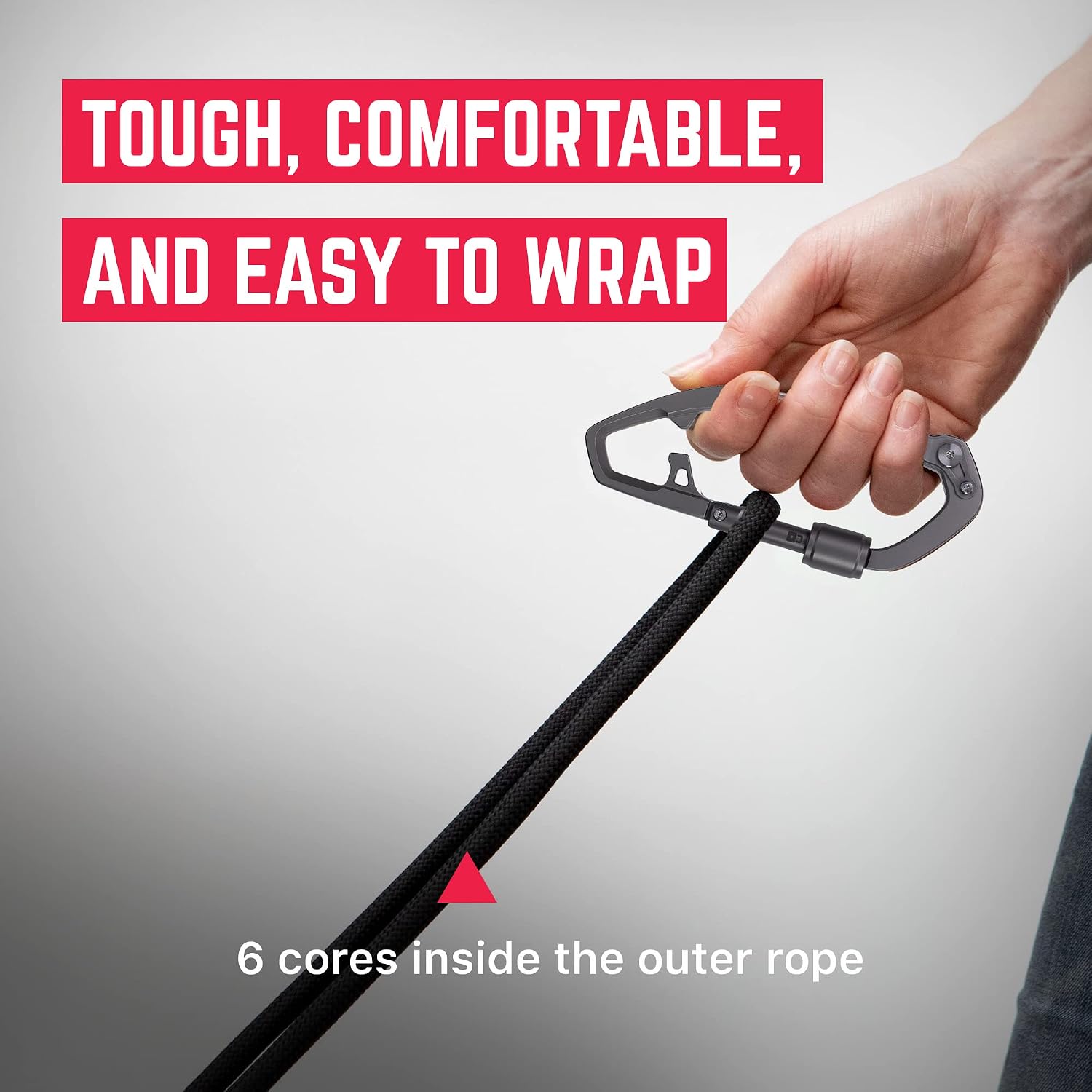 GPCA Dog Leash Set LITE W/Easy-Grip Heavyduty Titanium Carabiner Handle X Grip, Shock-Absorbing 6-Core Rope Leash for Small, Medium & Large Dogs, CNC Steel Adjuster, 3–5 ft Length for Walking (Black)
