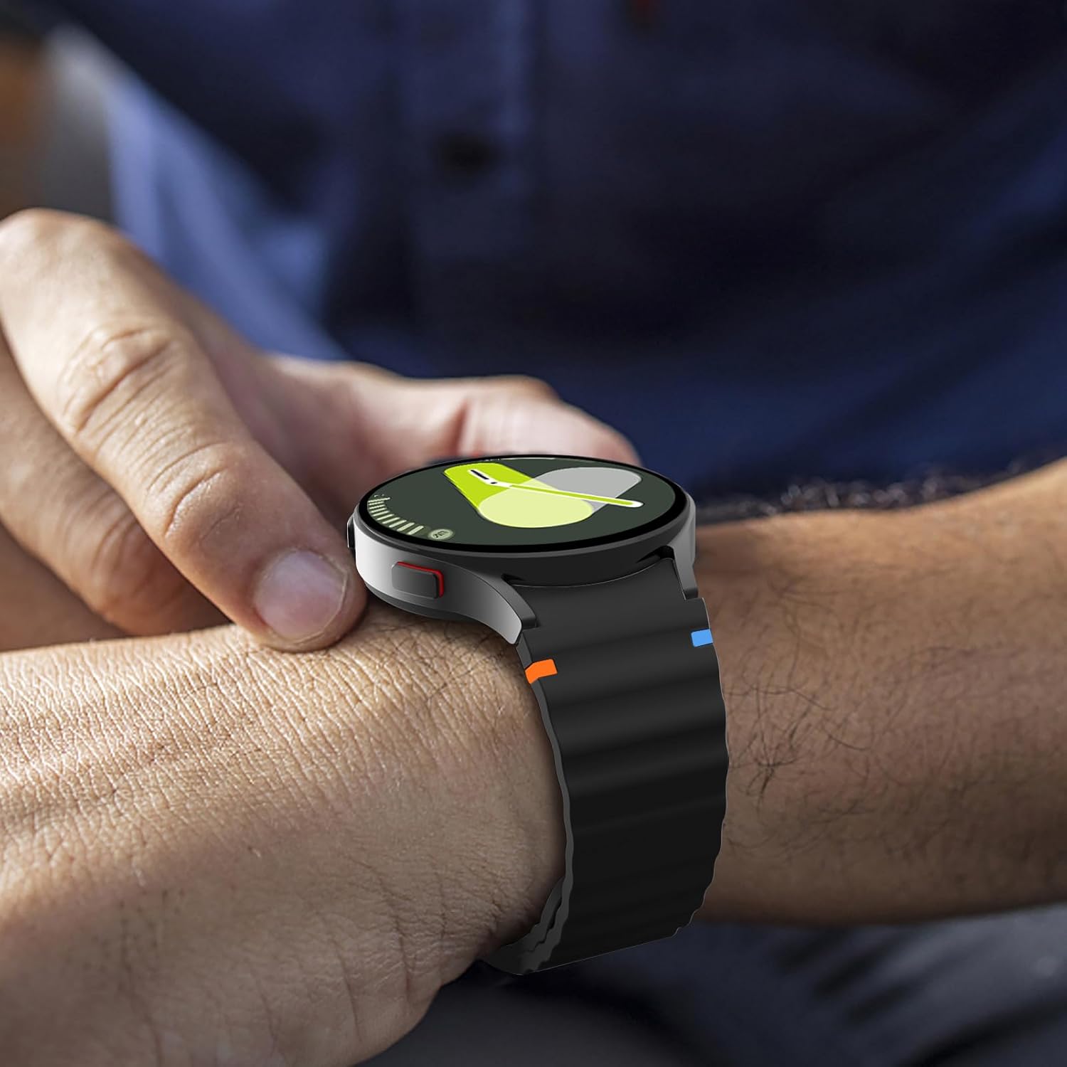 No Gap Silicone Sport Bands Compatible for Samsung Galaxy Watch 7/FE/6/5/4 40mm 44mm/Watch 6 Classic 43mm 47mm/Watch 5 Pro 45mm/Watch 4 Classic, Sporty Corrugated Strap Men Women - Image 7