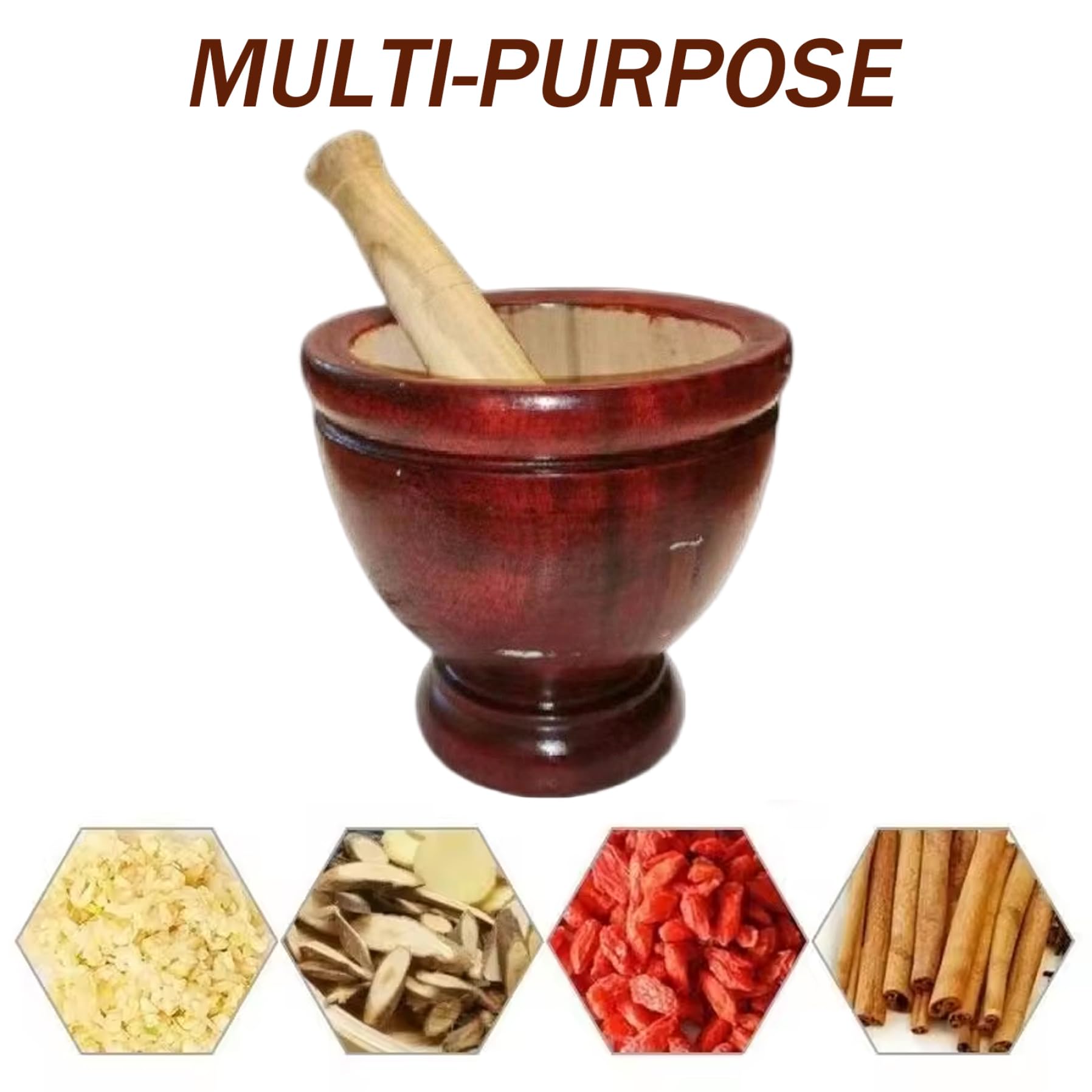 Mortero y maja de madera, 6 pulgadas seguro manual Natrua Juego de mortero y maja de madera Herramienta de cocina tailandesa para moler hierbas, ajo, ensalada de papaya