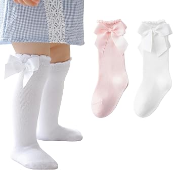 Baby Girls Socks Knee High Socks With Bow Infants Toddlers Stockings School Uniform Dress Socks