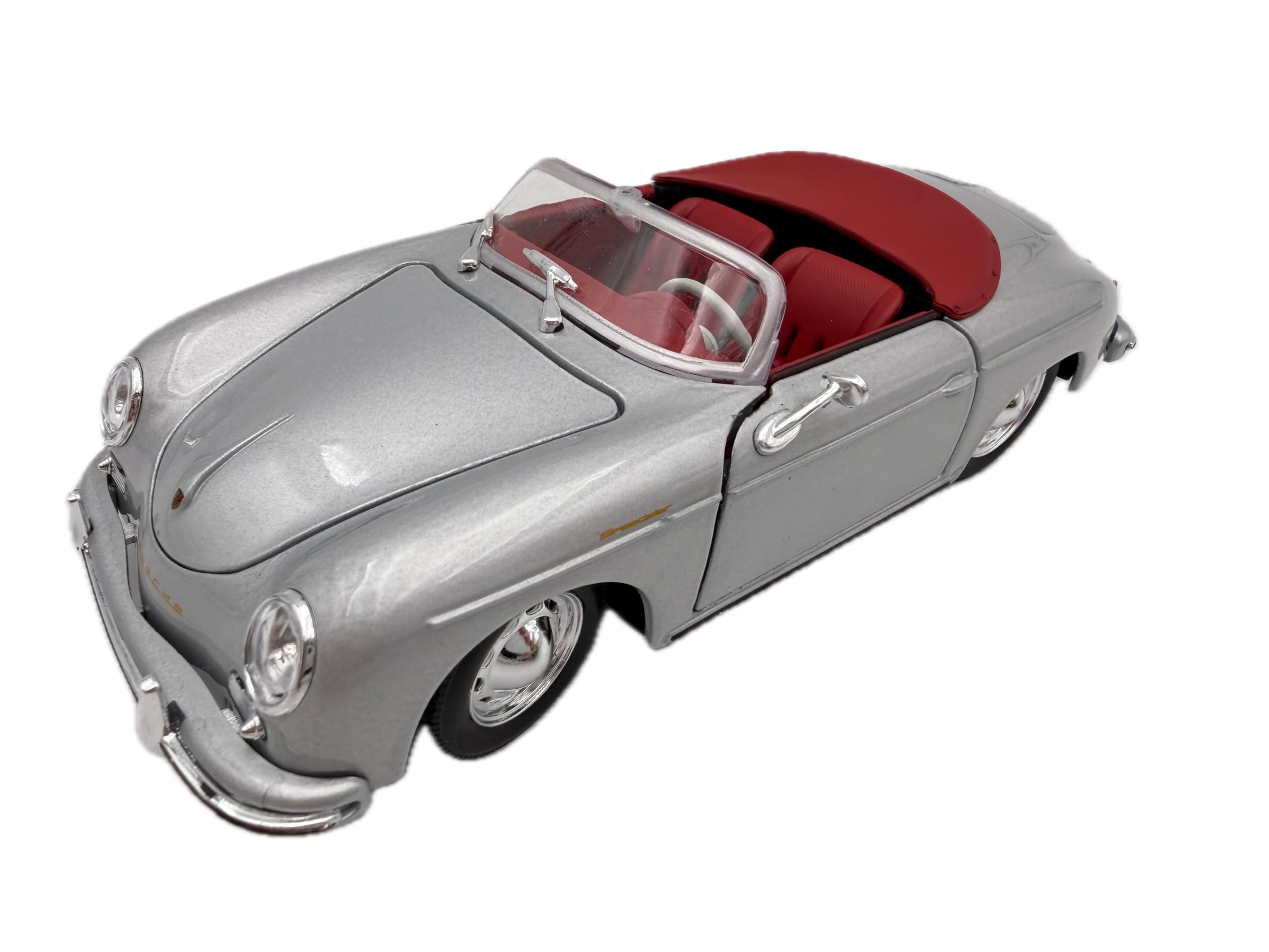 Porsche 356 Speedster Modellauto 1:24, Silber - Detailgetreues Sammlermodell I GT Marketing I Miniatur Fahrzeug (Museum Edition)