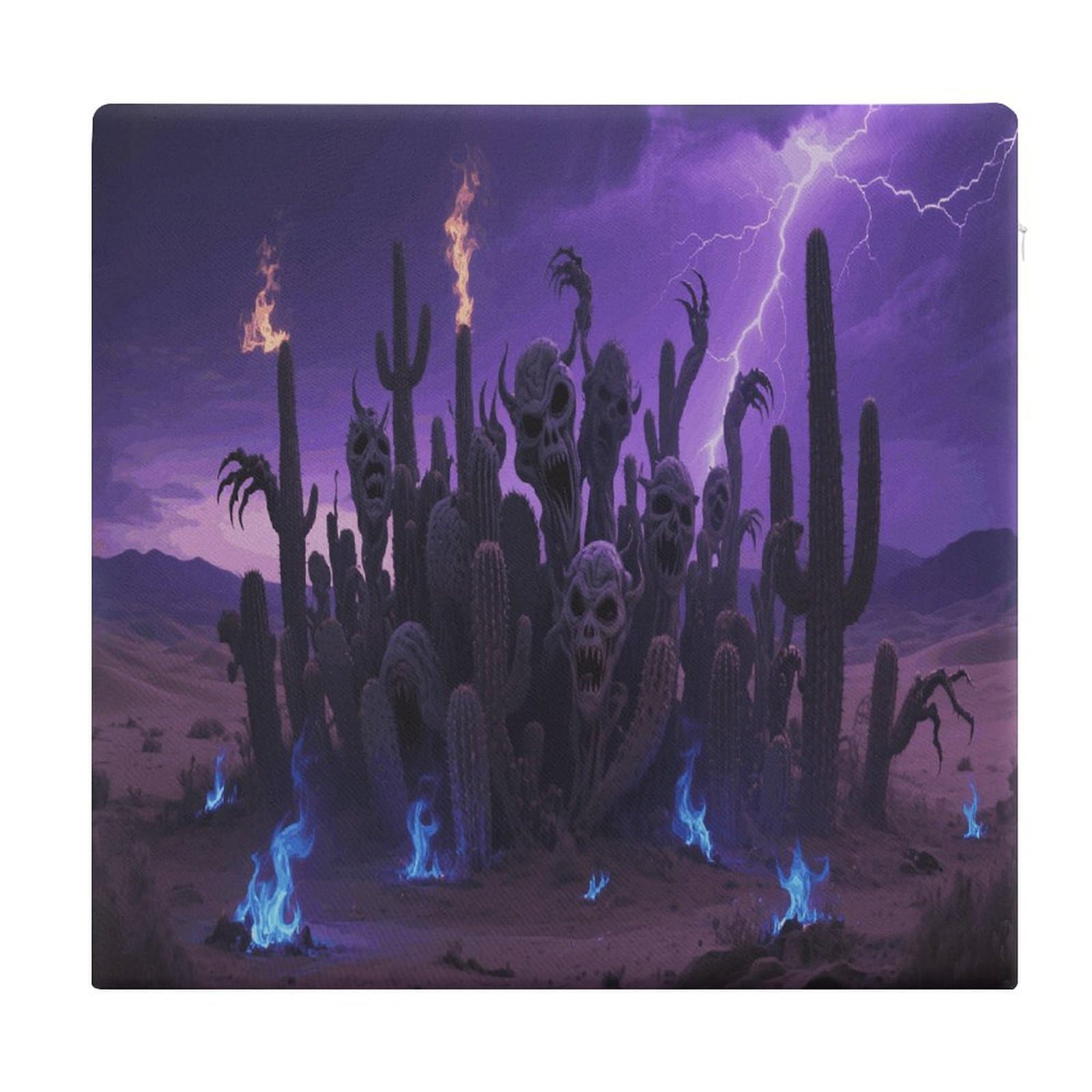VstaDank Gothic Cactus Cushions Memory Dining Chairs Cushion Non Slip Car Seat Cushions Indoo Dining Room Square Chair Pads with Zipper and Removable Cover Cushion