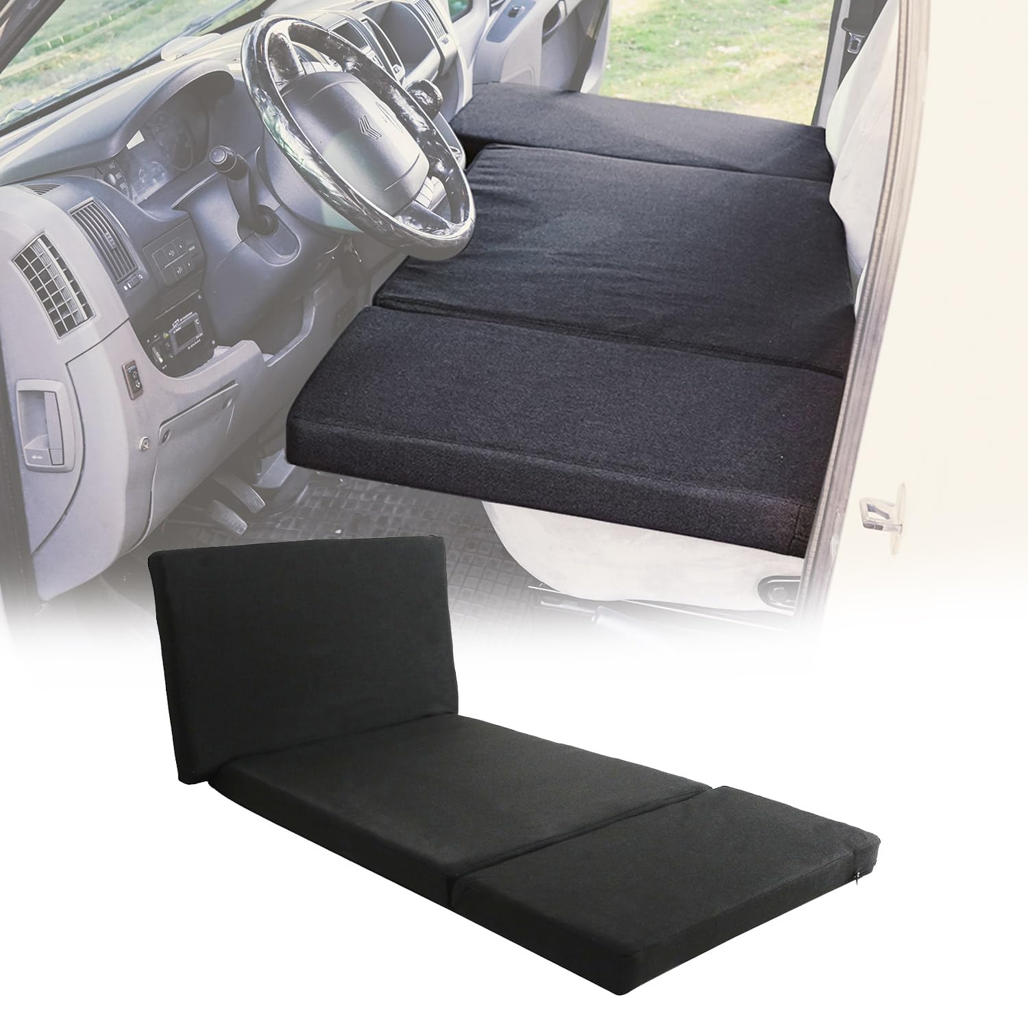 OMAC Letto Camper Letto Cabina Materasso compatibile con FIAT Ducato 2006-2024 Poliestere Nero