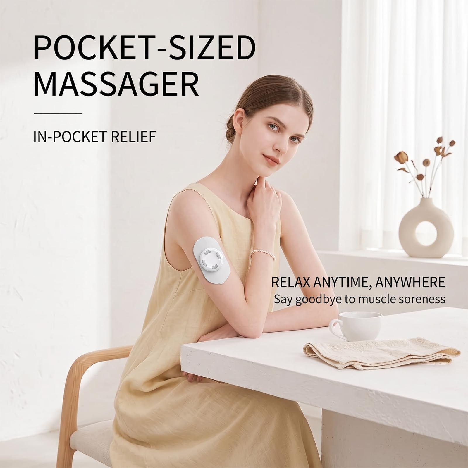 Kabelloser elektrischer Puls-Massager – Muskelstimulator mit 6 Modi & 16 Intensitätsstufen, 450mAh Ladecase, 15-Minuten-Automatikabschaltung – Tragbares Schmerzrelief für Rücken, Nacken