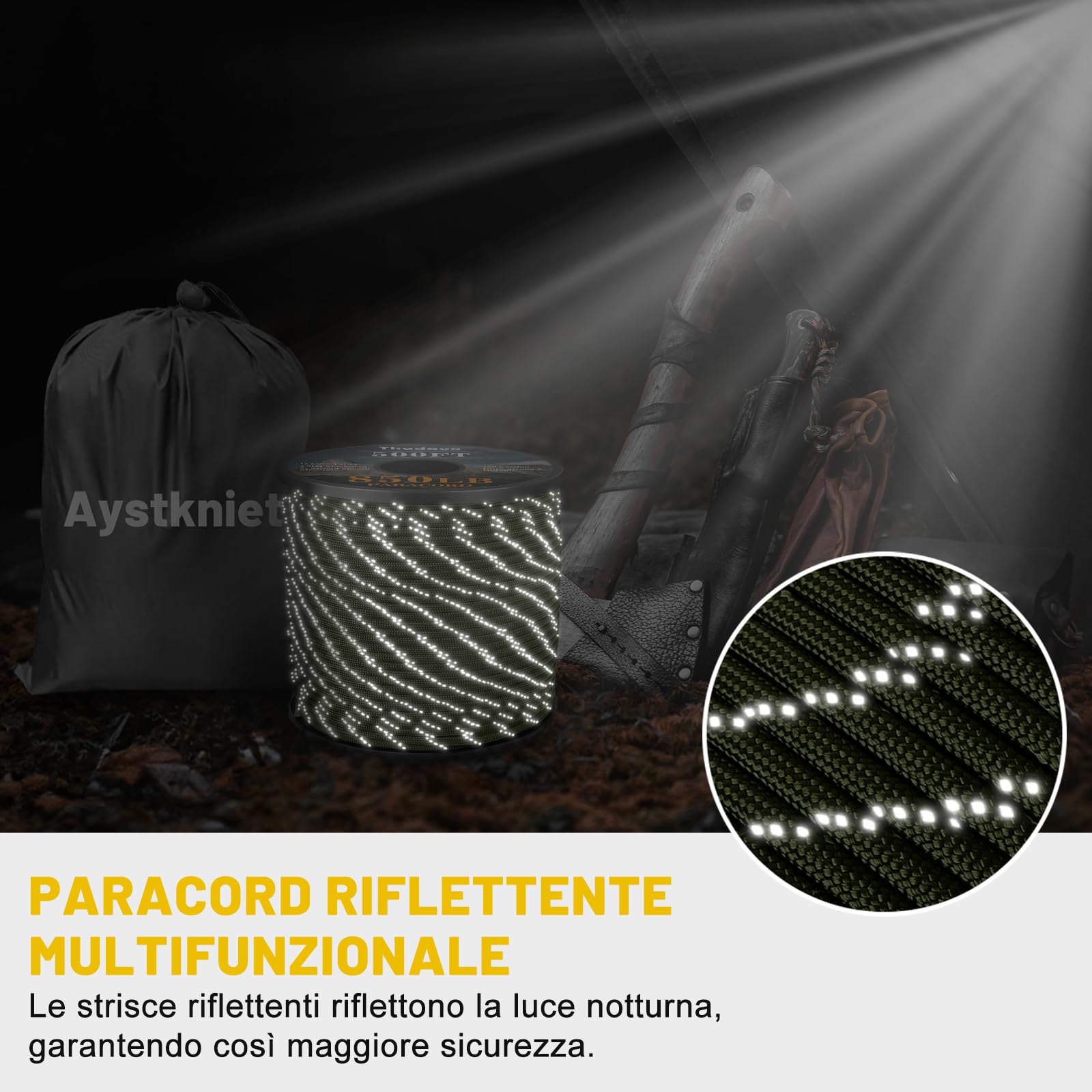 Aystkniet Paracord Riflettente, 15/30/60/305m Corde Paracorde