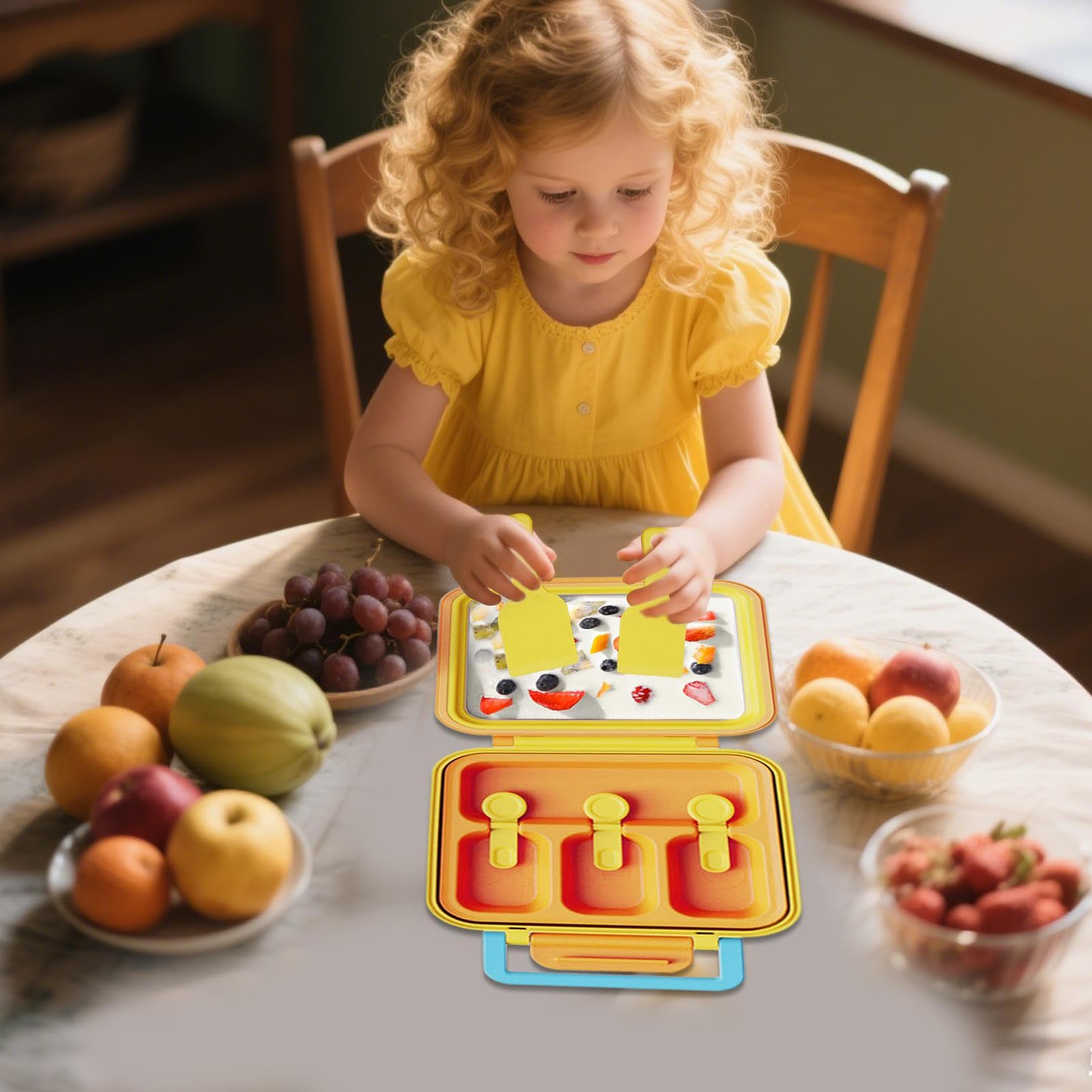per Ghiaccioli e Gelati Macchina Riutilizzabile 2 In 1 Per Yogurt Croccante | Strumento Per Dolci Con Sformo Facile E Vassoio Compatto Per Yogurt, Ideale Per Snack E Dessert Per Bambini