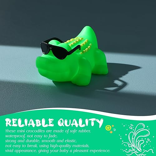 Miniatura 6 de Arrowbash Mini cocodrilo de goma con gafas de sol, juguete de baño a granel, pequeños cocodrilos para bañera, juguetes pequeños flotadores