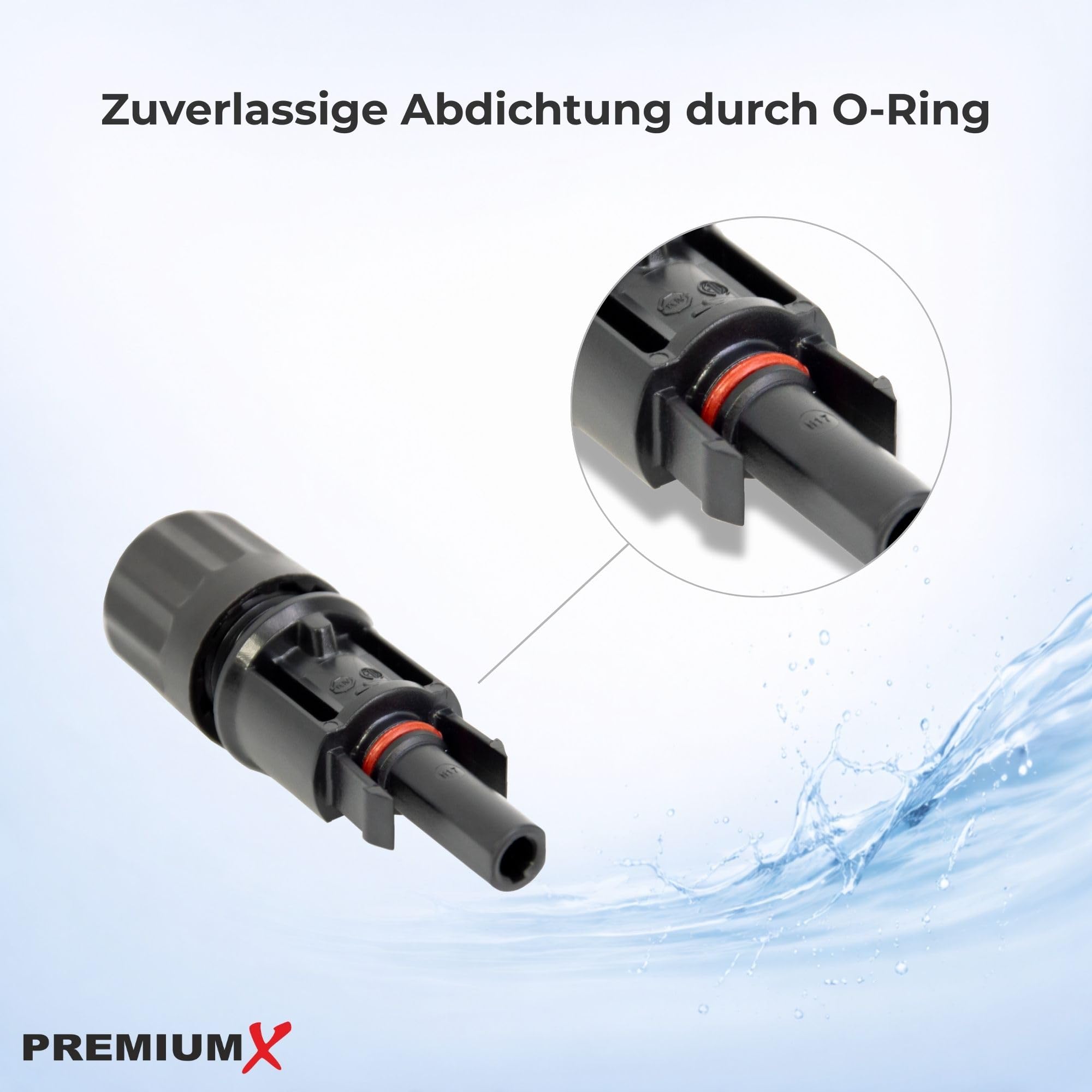 Premium X 4X Solarstecker (2 Paar) inkl. Kontakte - PV Steckverbinder männlich weiblich für Photovoltaik Solarpanel & Solarkabel, IP67 wasserdicht, UV-beständig