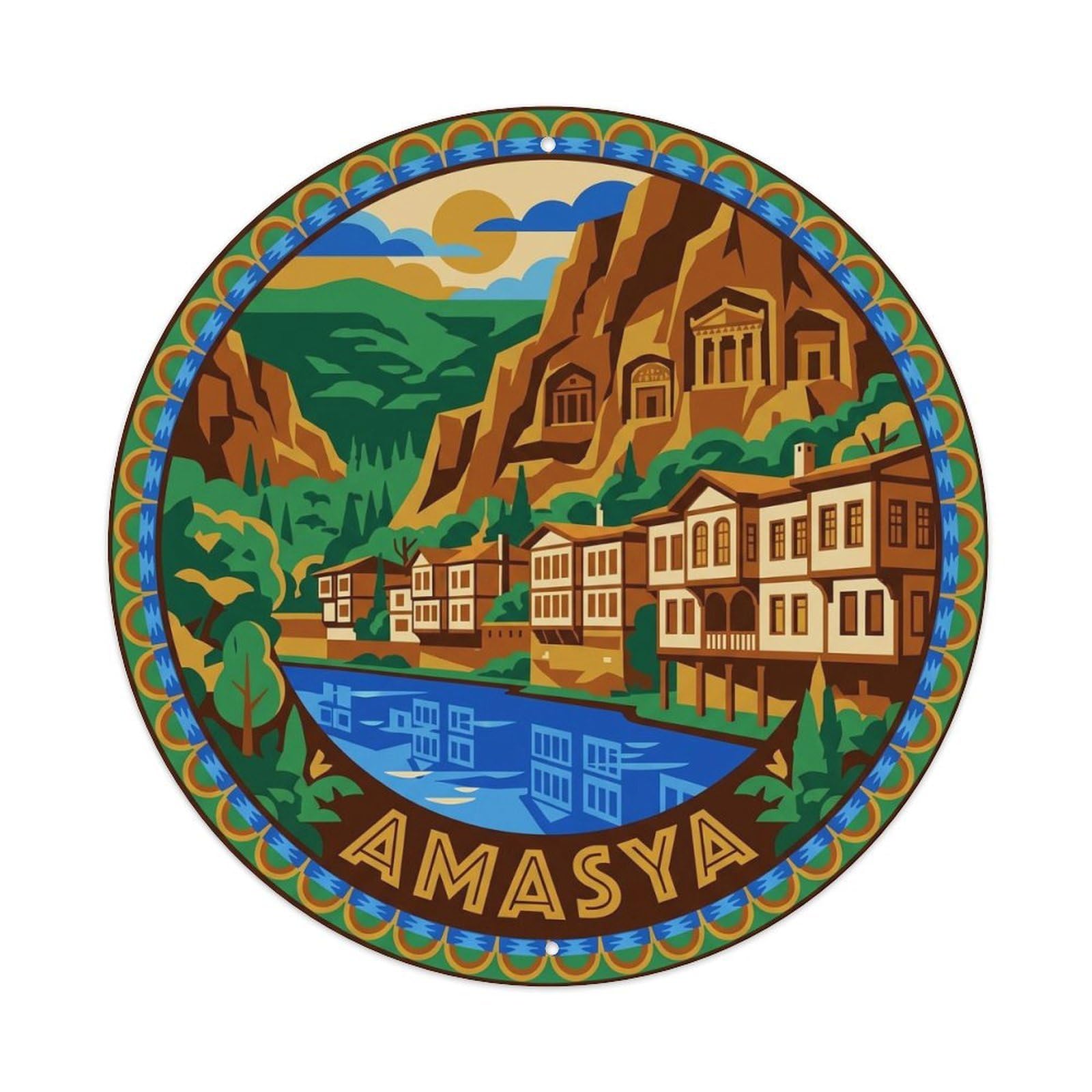 Turkey Amasya Riverside Ottoman Turkish Heritage City Metal Tin Sign