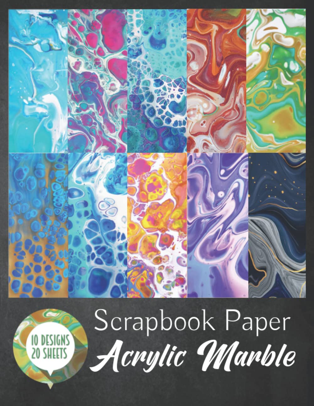Scrapbook Paper - Acrylic Marble: Endpaper Book - Bookbinding Paper - Decorative Paper