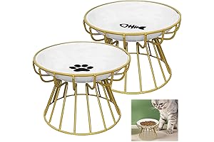 Elevated Anti-Nausea Ceramic Cat Plate Set