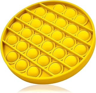 Push and Pop Bubble Fidget Sensory Toy, a Quiet Side Loud to Pop, ADHD Autism Special Needs Stress Reliever Silicone Squeeze Great Way Relax Keep Kids Adults Busy, Yellow