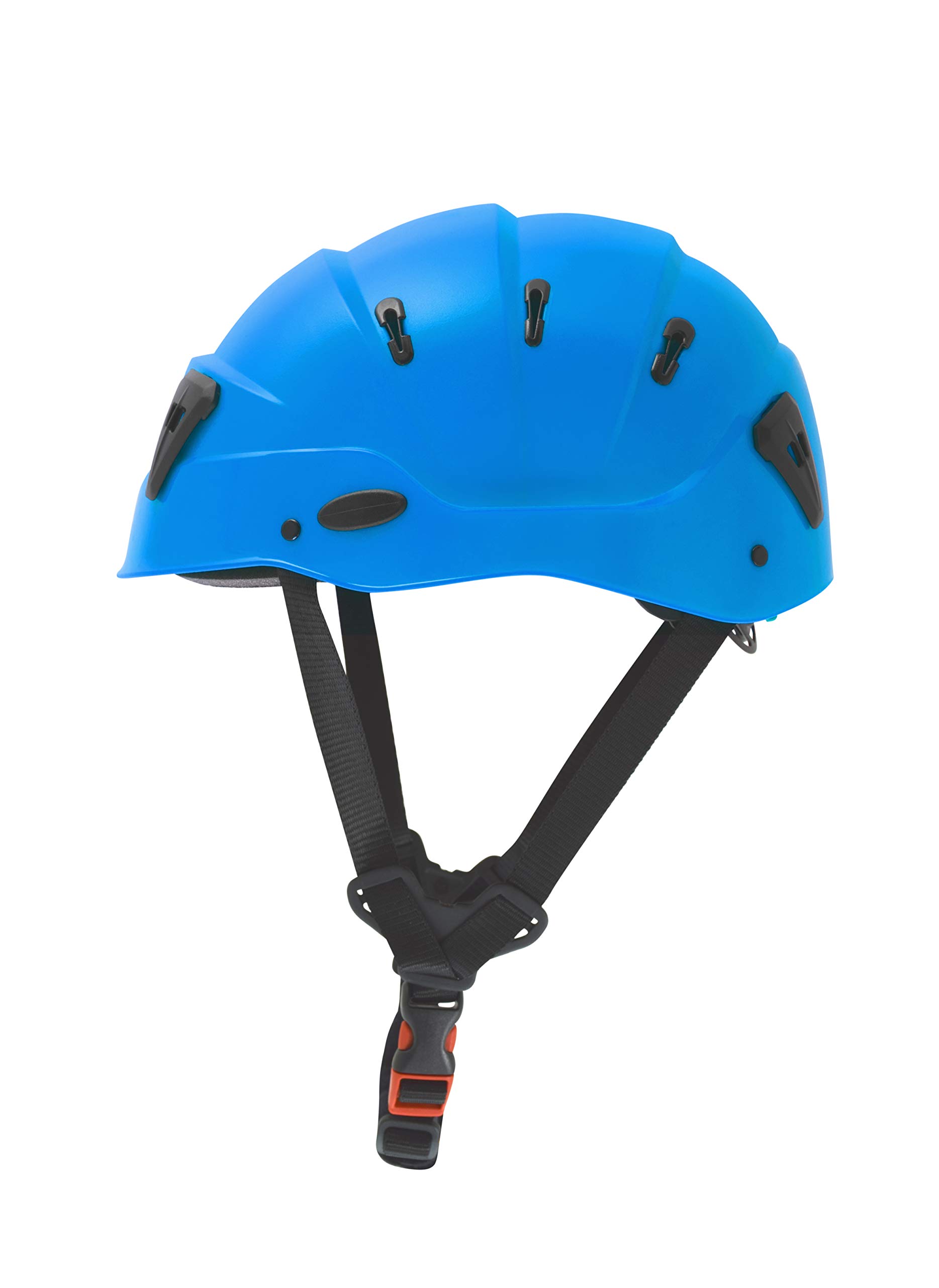 Kong Spin. Casque Professionnel léger et ventilé pour Une Utilisation prolongée. Rembourrage Amovible. 4 Clips pour Lampe Avant. CE en 397, ANSI Z89.1-2014. Poids 385 g. Bleu