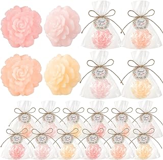 Demissle 20 Set Flower Mini Soaps for Guests Rose Soap Baby Shower Soap Favors with Thank You Tags for Wedding Bridal Guest Gift Party Favor(Light Pink)