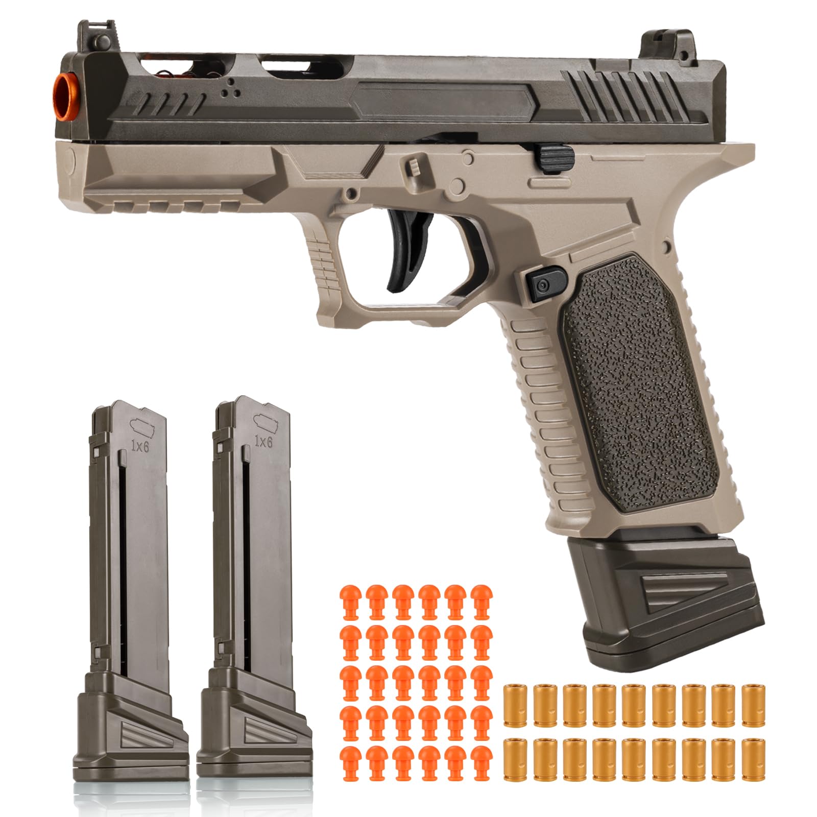 Toy Gun, Soft Bullet Pistol Toy, Toy Foam Blaster with 40 Soft Bullets, Shell Ejecting Toy Gun, Shooting Game Educational Toys for Boys & Girls Age 8+ (Sand Green)