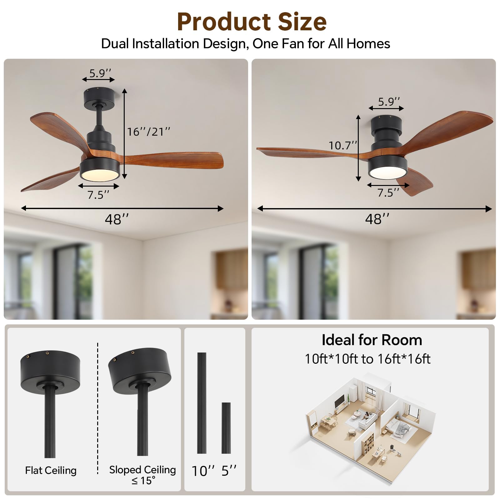 Sofucor 48" Smart Ceiling Fan with Lights - Remote Control -2 Sofucor 48" Smart Ceiling Fan with Lights - Remote Control -2