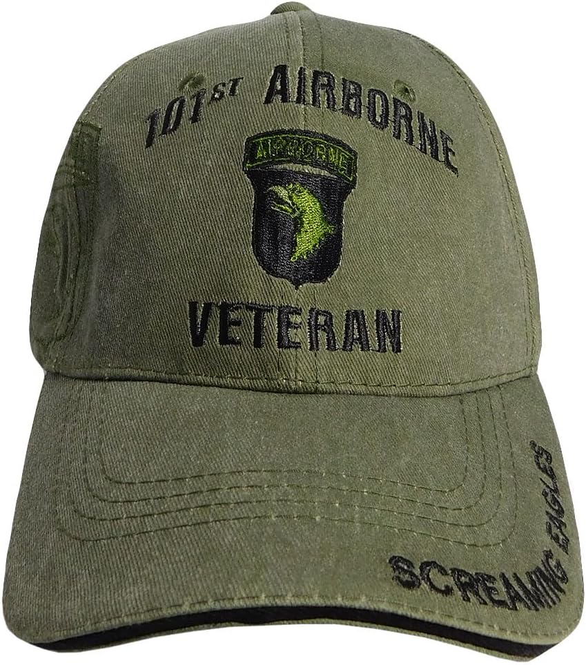 Trade Winds 101st Airborne Veteran Screaming Eagles Olive OD Cotton Adjustable Embroidered Cap Hat - Image 3