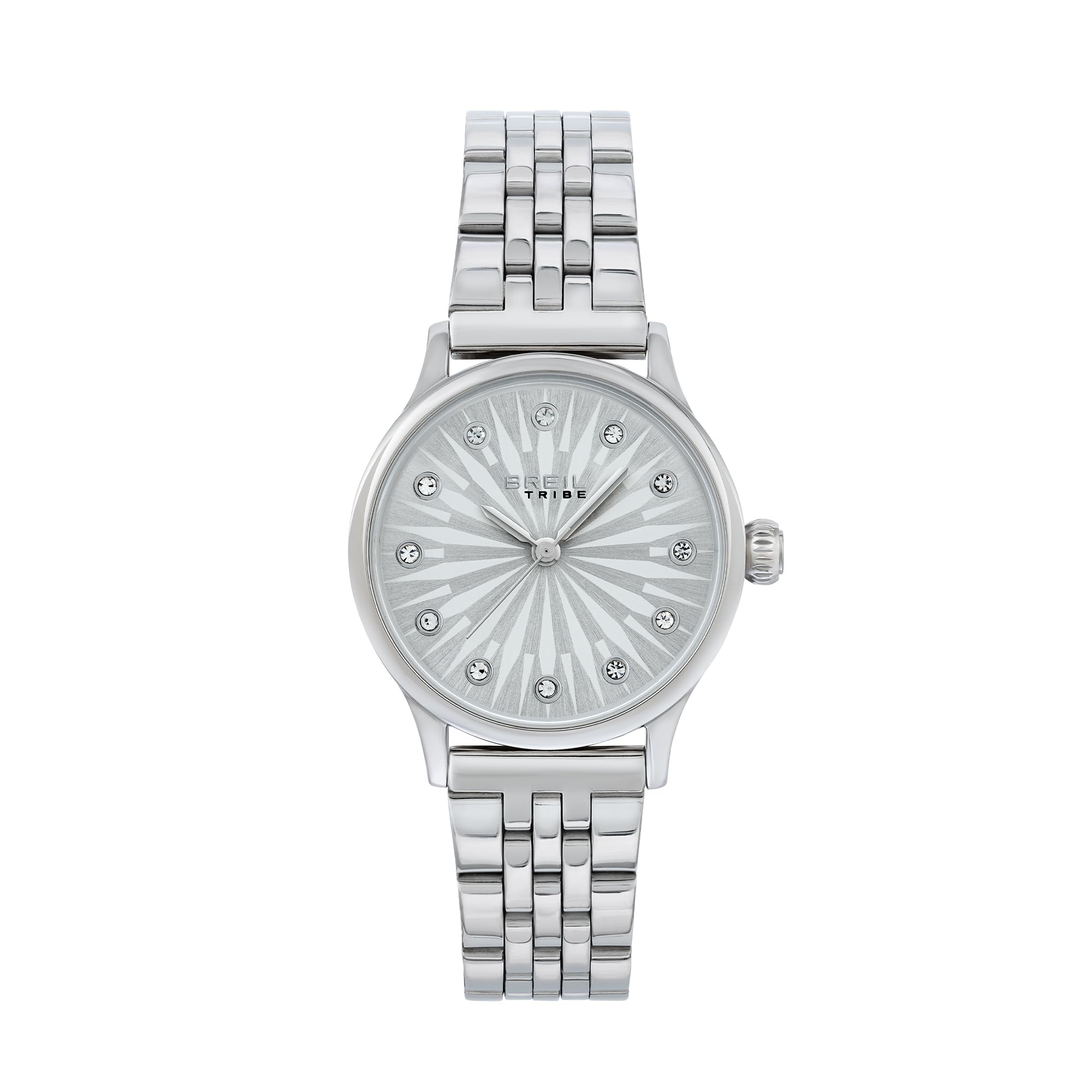 Breil, Collezione Melodie Solo Tempo, Orologio Donna, Cassa e Bracciale in Acciaio Lucido, Quadrante con Cristalli, Impermeabile fino a 50m, Movimento al Quarzo, Pratica Chiusura con Pulsanti
