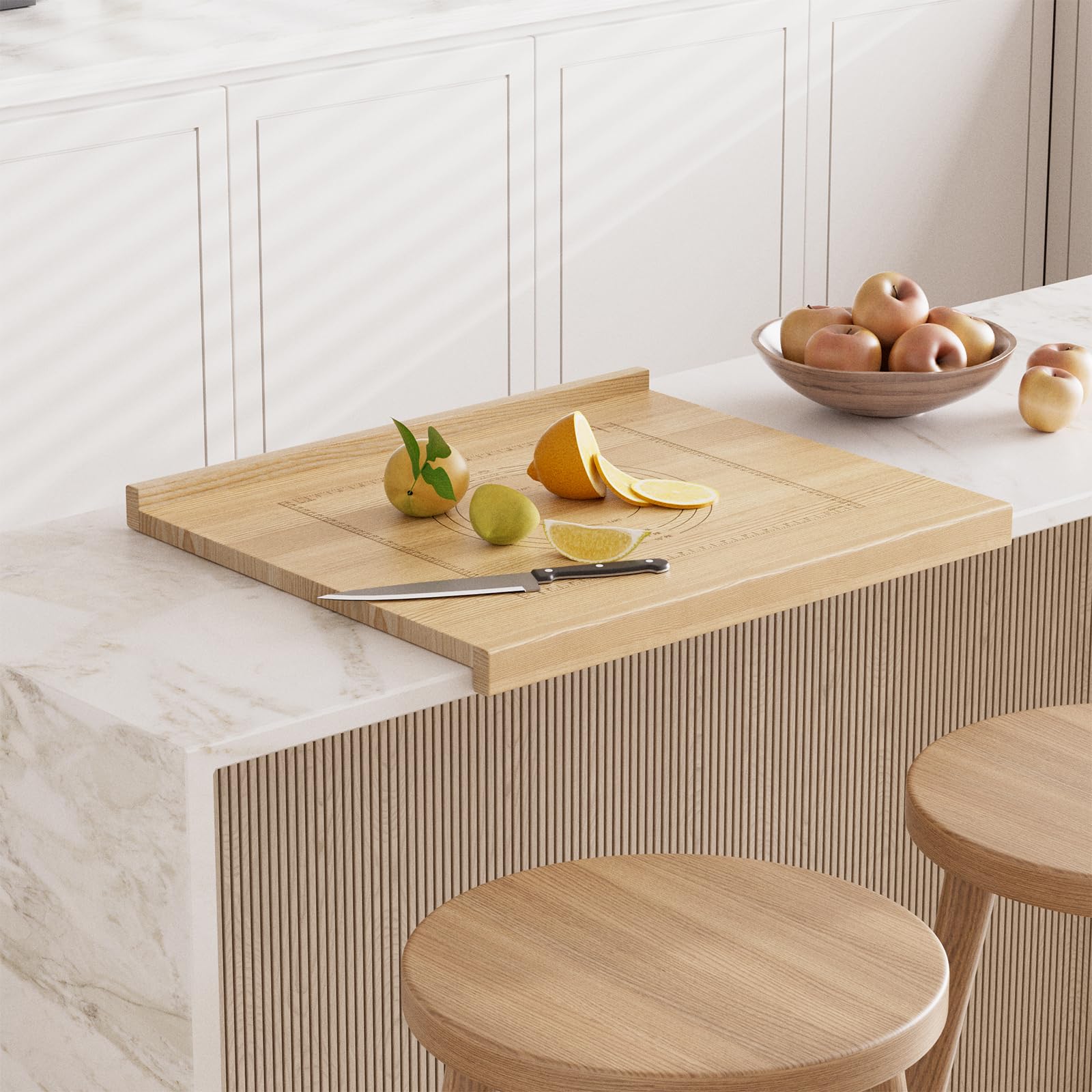 Nisorpa Tabla de repostería de madera con medidas, madera de goma, 61 x 51 x 3,82 cm, tabla de cortar de doble cara, tabla de cortar grande con borde para cocina | Tabla de cortar de doble cara, tabla de cortar grande con borde para cocina