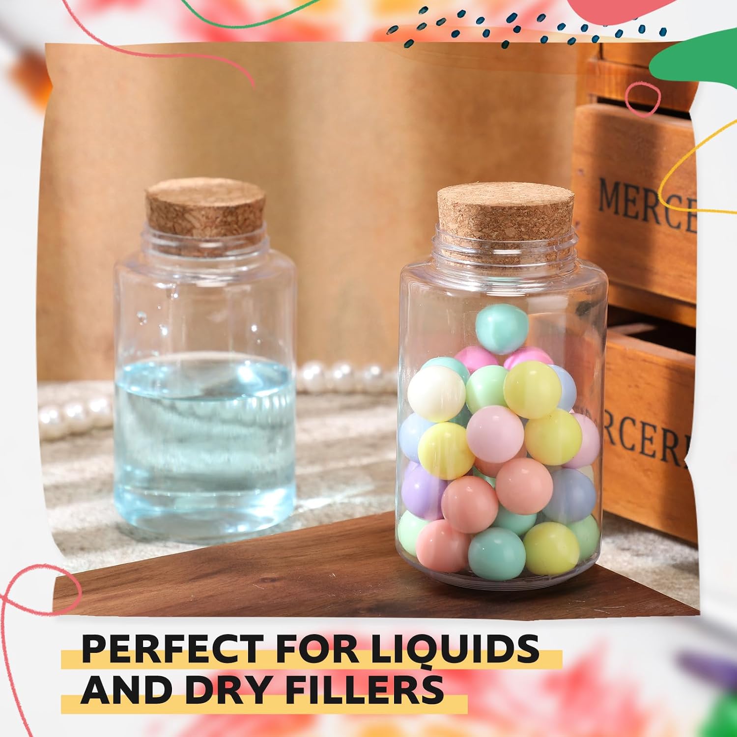 Nuenen 50 Pcs 3oz 100ml Plastic Potion Bottles with Corks for Drink image 5