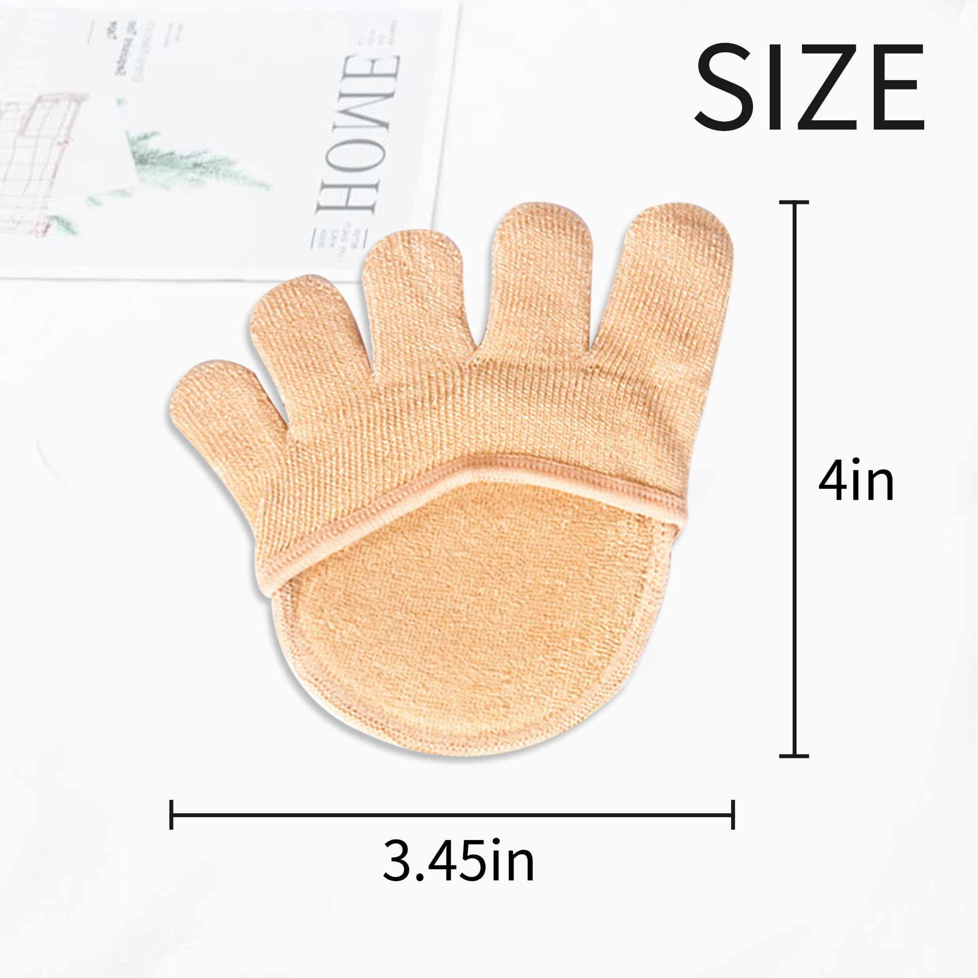 SooGree 2 pares de calcetines para dedos de los pies, medias medias medias almohadillas de bola de pie almohadillas para el antepié para mujer, separador de dedos, calcetines invisibles