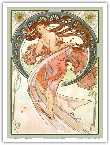 Dance - Art Nouveau Beauty - a partir de una ilustración original en color por Alphonse Mucha c.1890s - Impresión artística maestra de 9 x 12