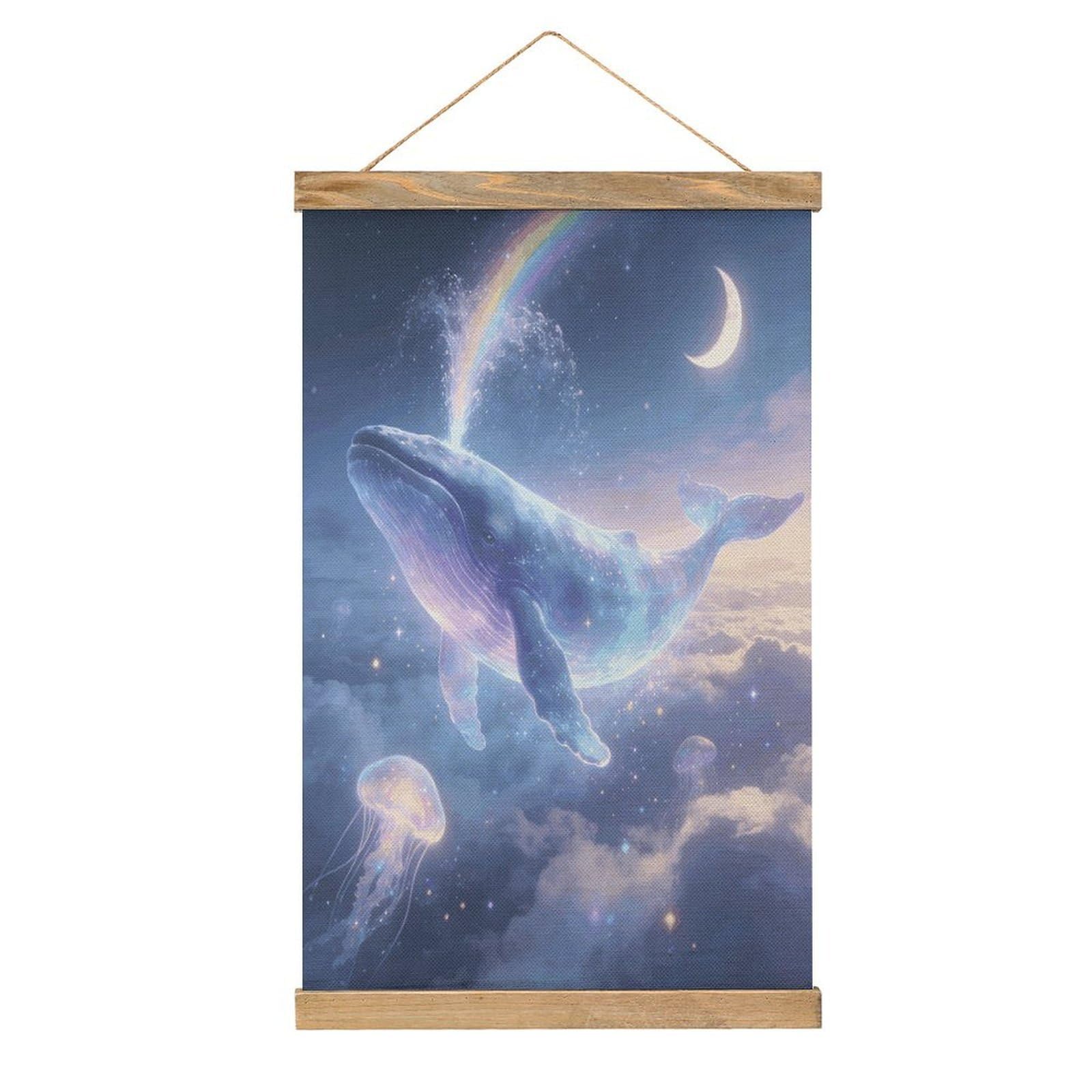 VstaDank Dreams of Whales in The Clouds Poster with Wooden Frame Hanger Art Painting Wall Decor Poster Wall Hanging Wooden Frame 13x20 Wood Poster Hanger for Photo Picture Art Canvas Print Artwork