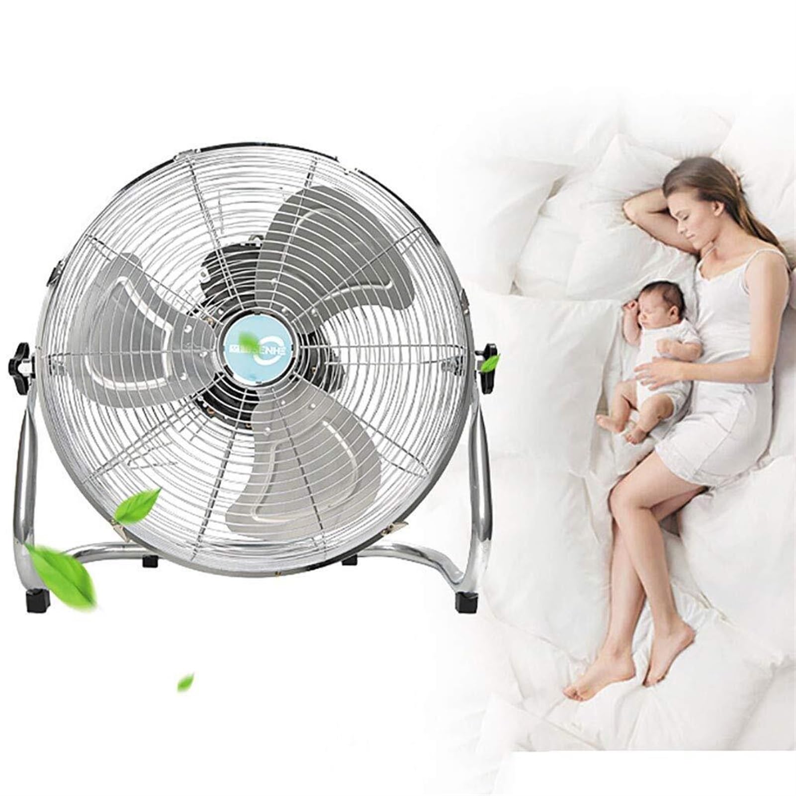 Ventilatore da pavimento industriale a 4 velocità, ad alta velocità, 3 pale, per palestra, garage, officina