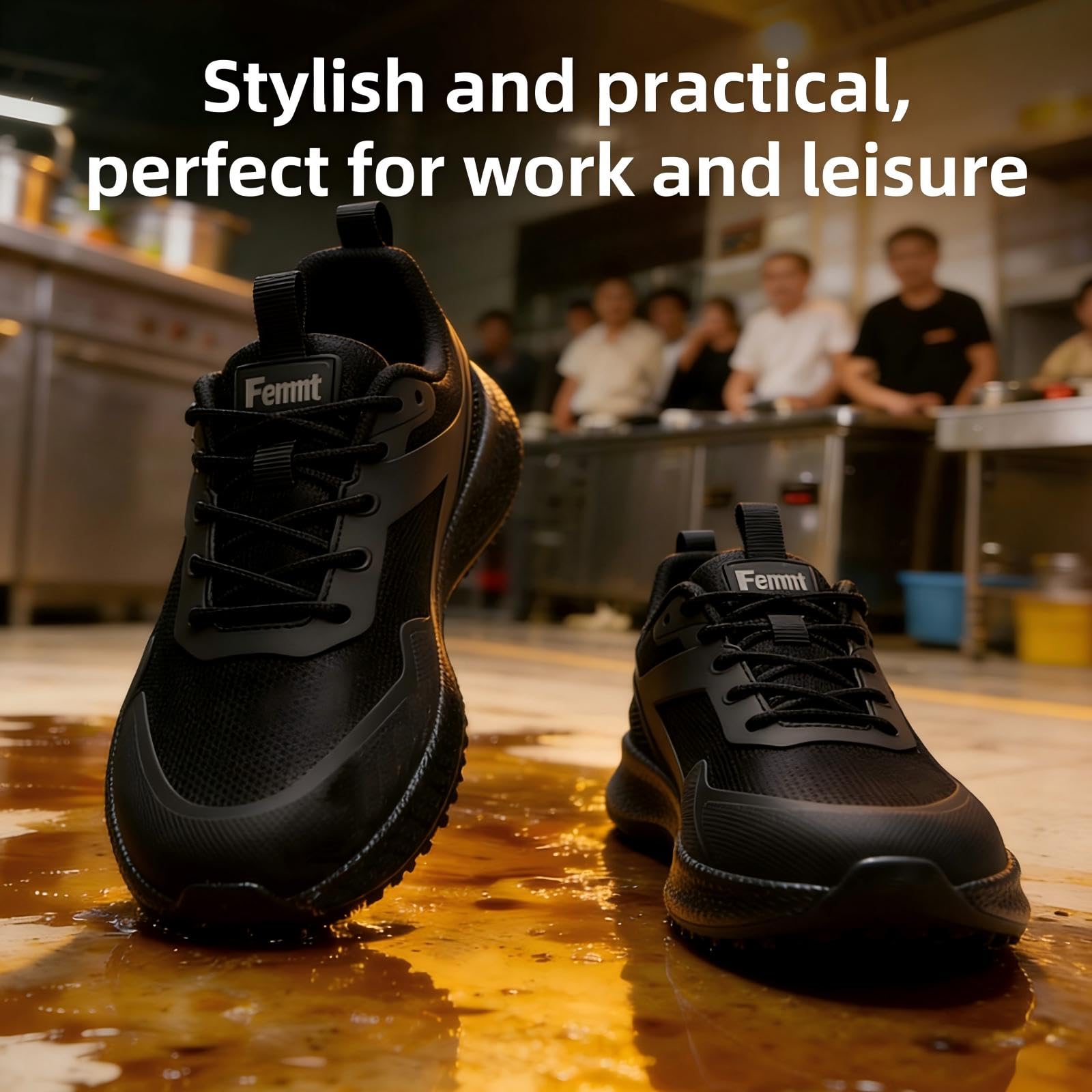 Zapatos de Cocina para Hombre Impermeables para Servicio de Alimentos Calzado para Chefs restaurantes y hospitales Color Negro