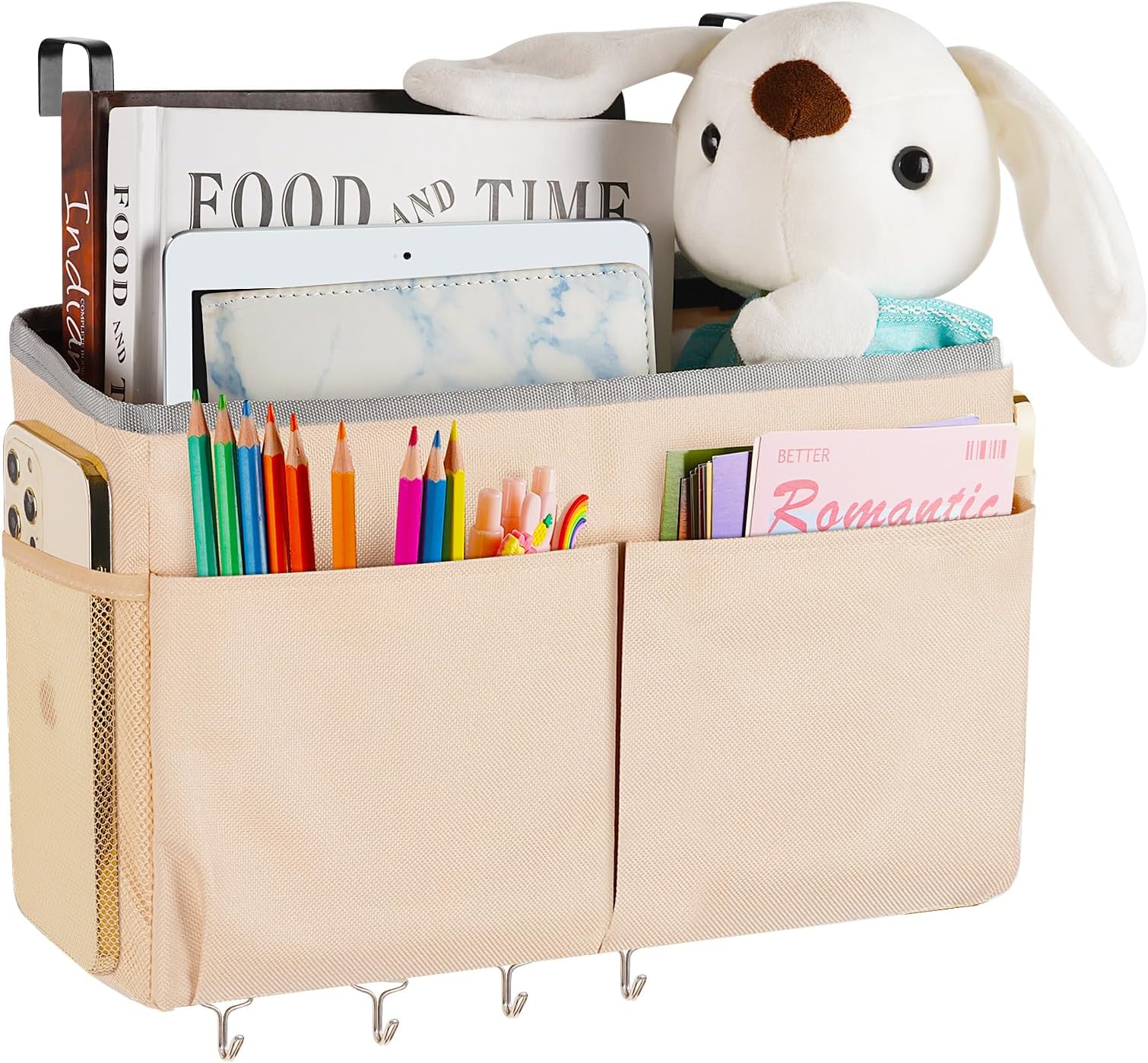 BSTKEY Bedside Caddy with 3 Pockets, Bedside Hanging