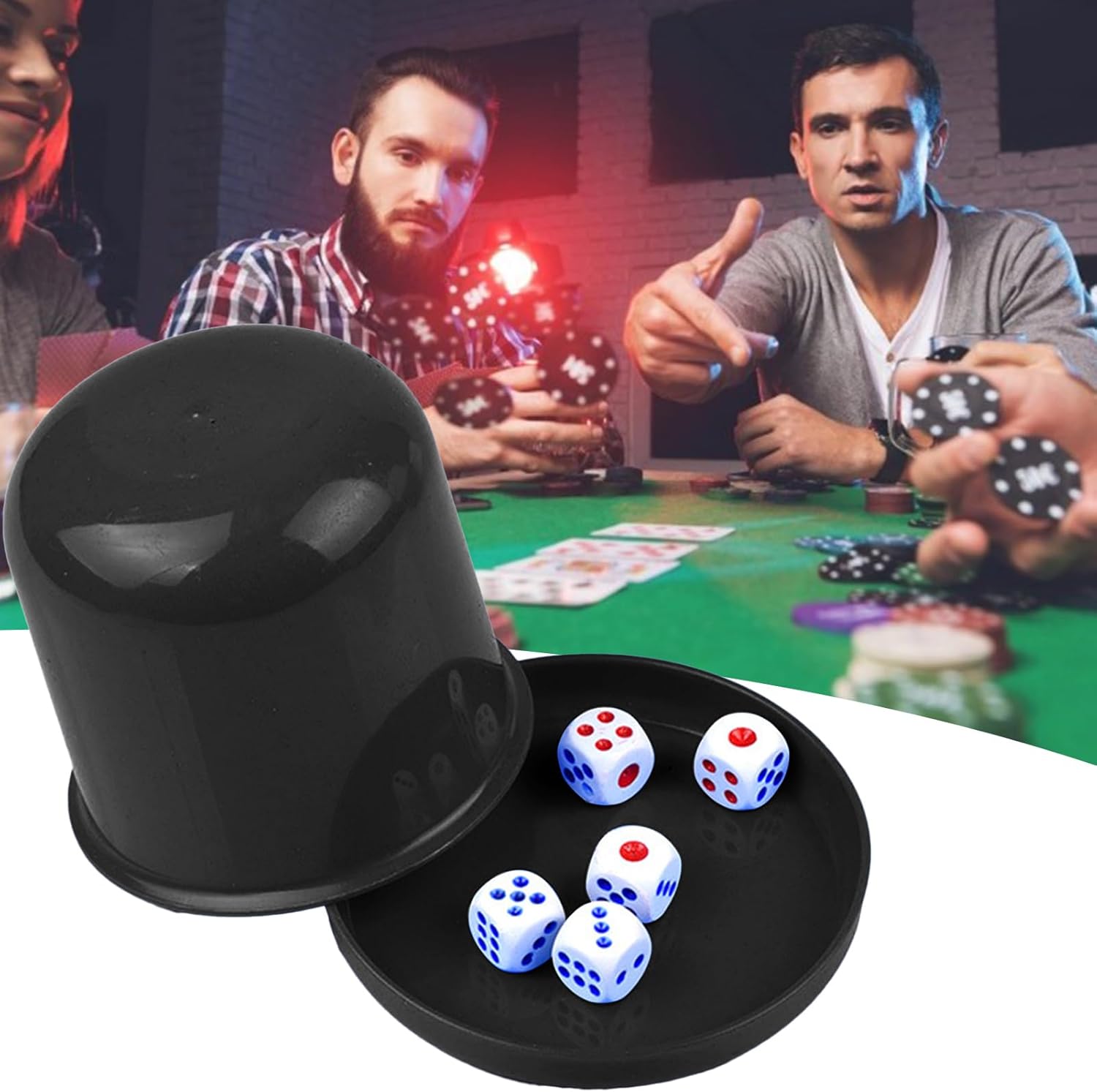 Dice Cup Set, Shaker Game Holder, Five Dice Cup with Sturdy Build, Shaker Container with Smooth Texture, Tabletop Accessory, Game Gear for Bar Family Parties Entertainment