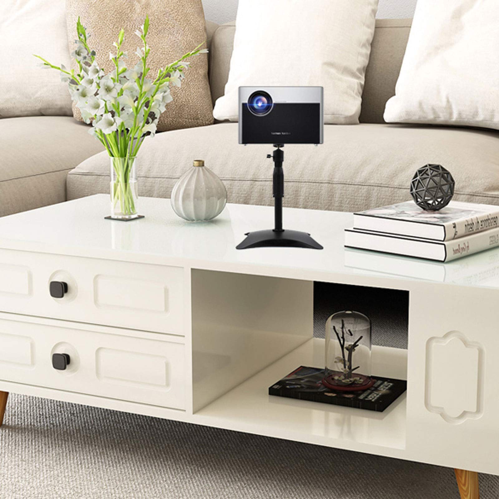 Atriles para proyectores Mini soporte para proyectores domésticos con cabezas giratorias de 360 ​​grados para proyectores Cámaras, montaje con balón metálico para cámara, negro Soportes para proyector