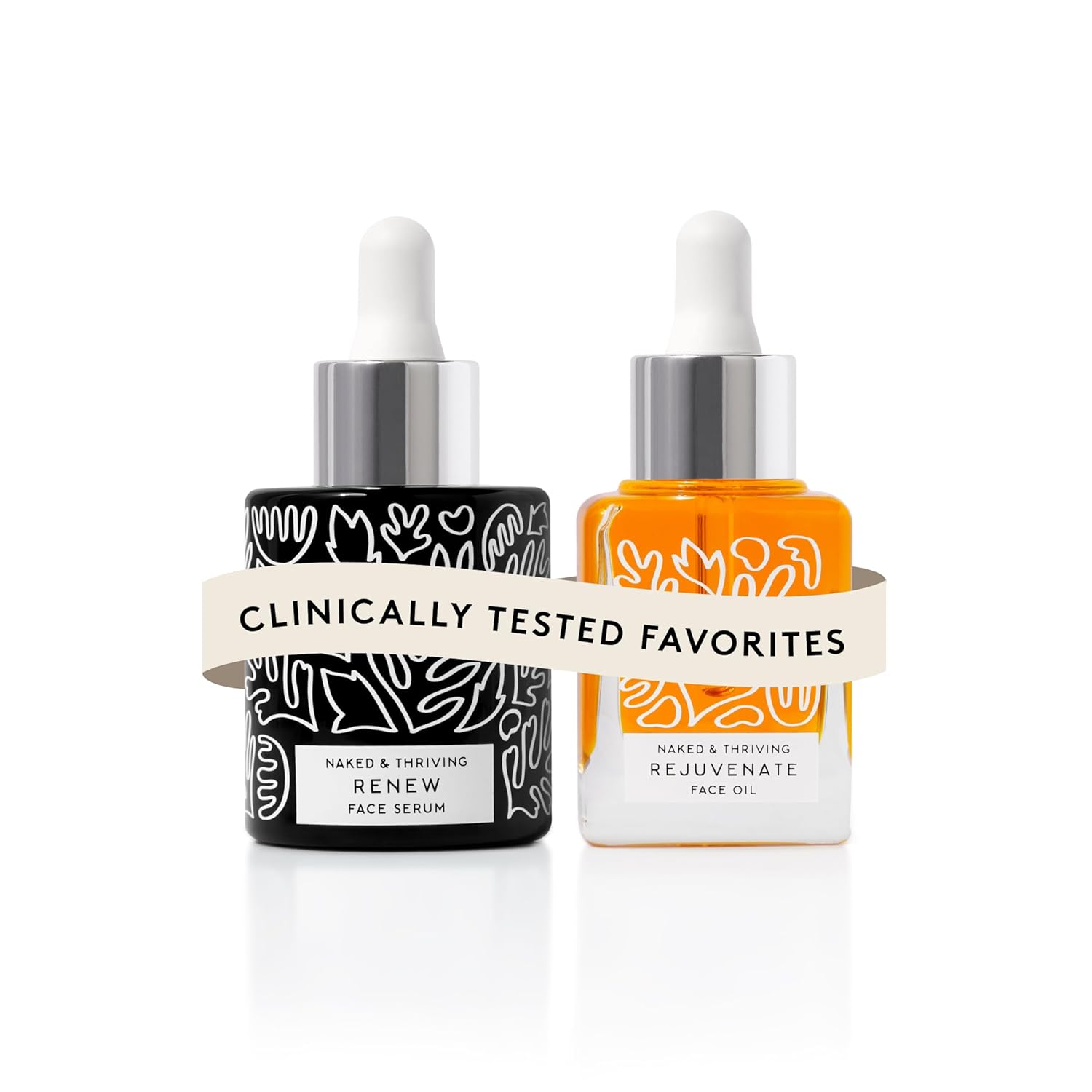 Naked & Thriving The Night Set | Renew Resurfacing Night Serum (30 mL) + Rejuvenate Restorative Face Oil (35 mL) with Hyaluronic Acid, Argan & Sea Buckthorn Oils and Fruit AHAs (Set of 2) Naked & Thriving The Night Set | Renew Resurfacing Night Serum (30 mL) + Rejuvenate Restorative Face Oil (35 mL) with Hyaluronic Acid, Argan & Sea Buckthorn Oils and Fruit AHAs (Set of 2)