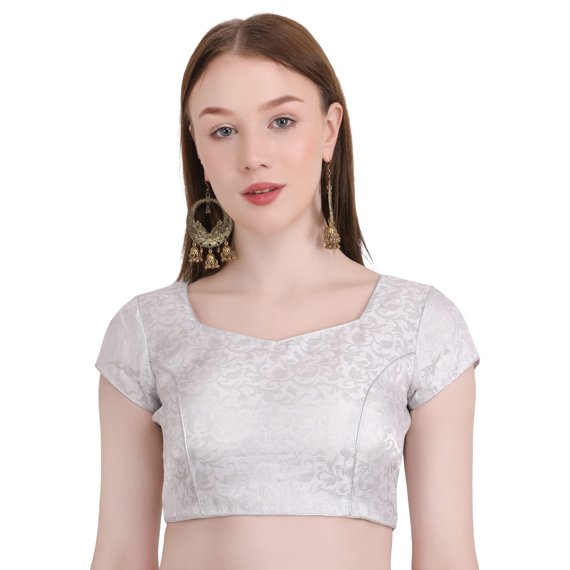 Women's Readymade Blouse Sweetheart Brocade Short Sleeve || Stretchable Stylish Comfortable Blouses || Neck Style U-Neck Family Functions Best Holi Festivals Gift for Womens & Girls.-image-48