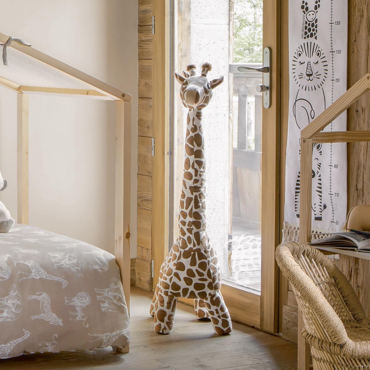 JJA Peluche Girafe Polyester Sable 23X40X100CM Marron