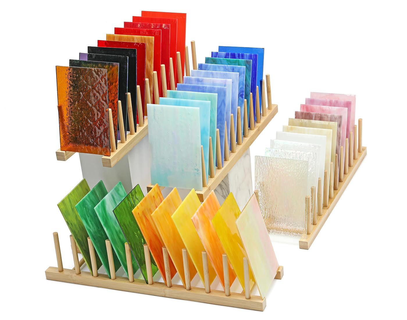 Lot de 40 feuilles de vitrail de 10,2 x 15,2 cm, assortiment de couleurs vives et textures, feuilles de mosaïque irisées, opaques et transparentes pour travaux manuels en mosaïque