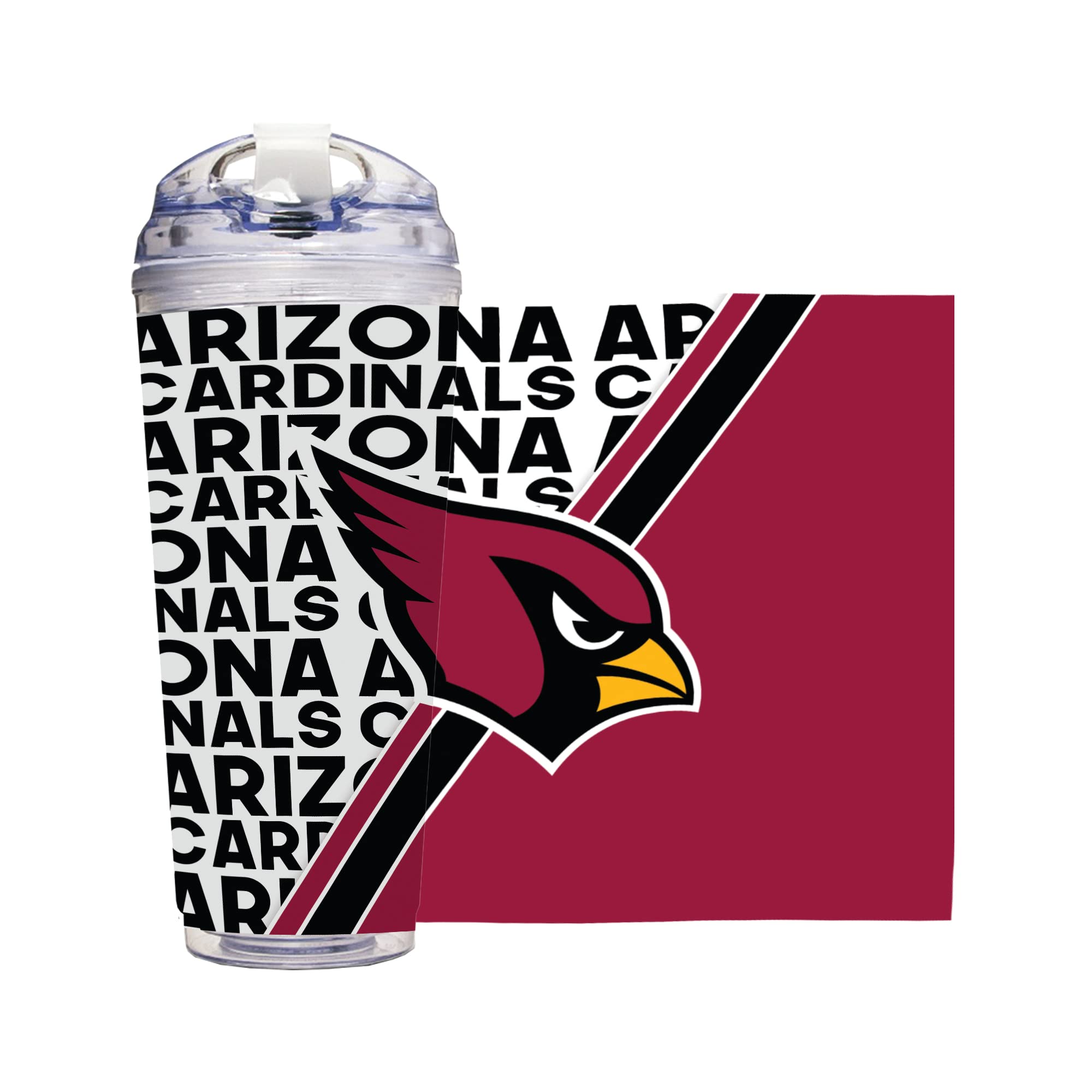 Rico Industries NFL Football 24oz Acrylic Tumbler with Hinged Lid, Officially Licensed Double Wall Tumbler for NFL Fans