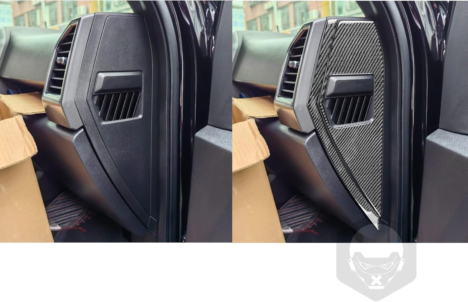 Generic Real Quality Soft Carbon Fiber Car Door Front Slot Protecter Anti-Scratch Trim Panel Premium Sticker Cover Compatible with Ford Raptor F150 2015-2020 Interior Trim Accessories Black, FR8212