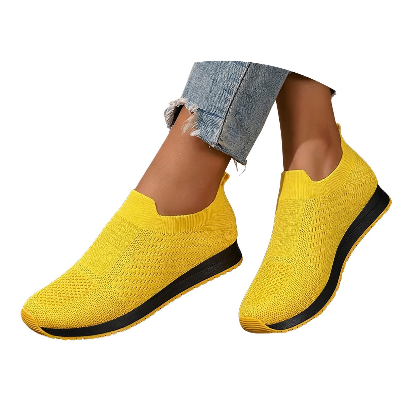 Generisch Scarpe da passeggio da donna, slip-on, larghezza H, in rete traspirante | Scarpe da ginnastica, comode scarpe sportive con supporto per l'arco, antiscivolo, leggere, per passeggiate e fitness