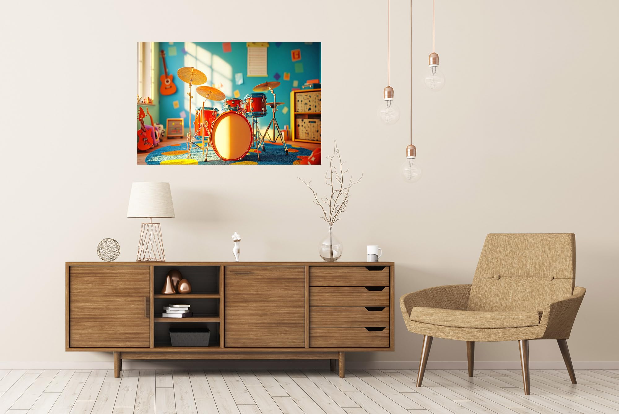 islandburner Prime XXL - Poster per sala musicale, con batteria e chitarre, per sala musicale, amanti della musica, negozio di musica, immagini premium
