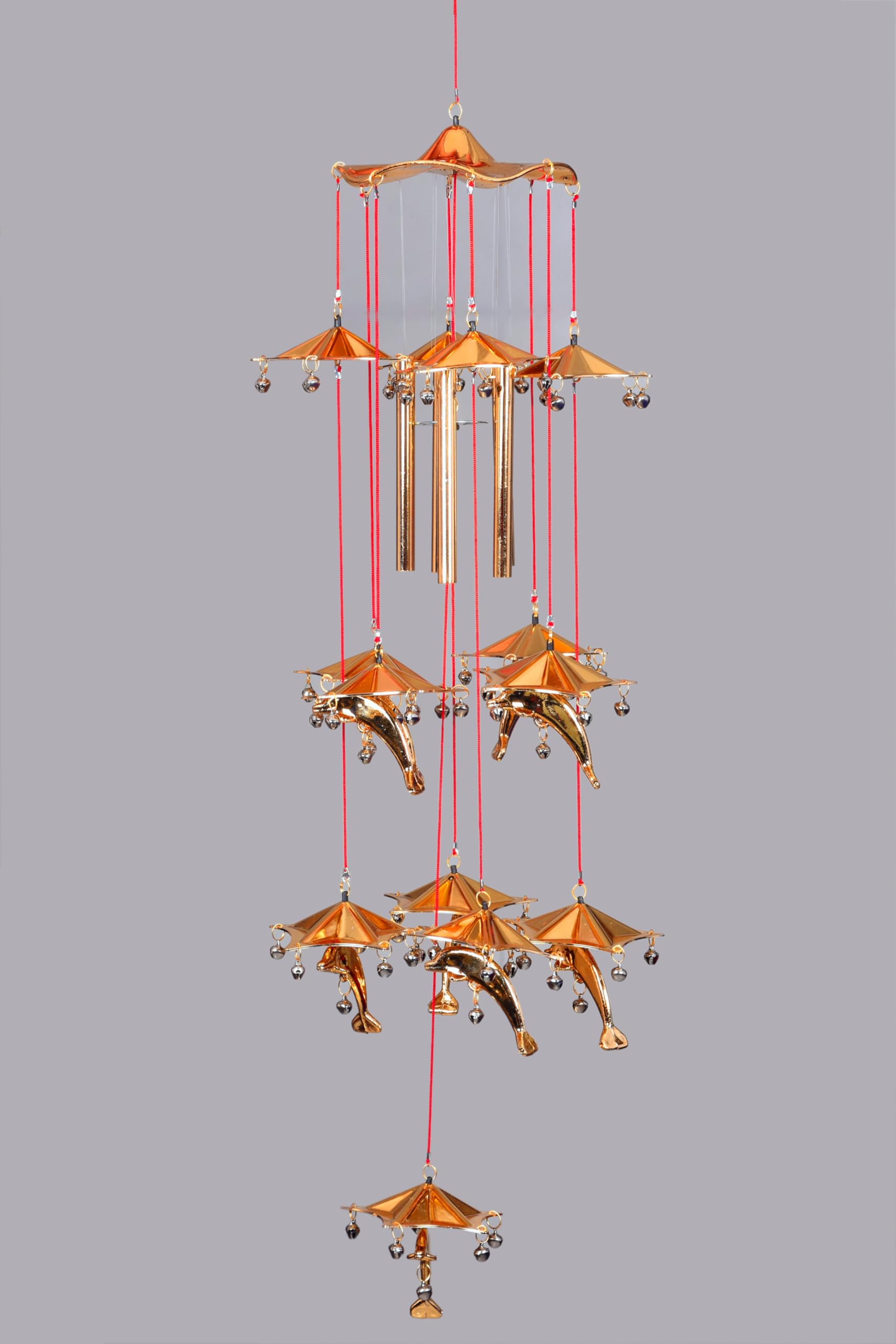 Lucky Dolphin Wind Chimes for Home Decor,Positivity,Living Room,Bedroom,Balcony,Outside,Garden,Wall Hanging Sound Bells,Gift,Dream Catcher,Vastu,Feng Shui Metalic Gold Color (Pack of 1)-image-30