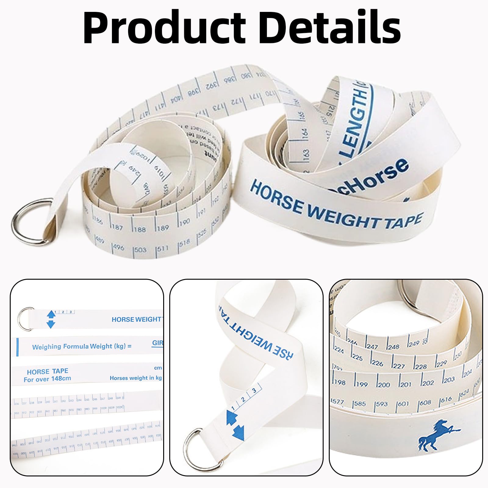 Horse Weight Tape, Portable Horse Measuring Stick for Height and Weight Double Scale Horses Waist Measuring Tape - Image 3