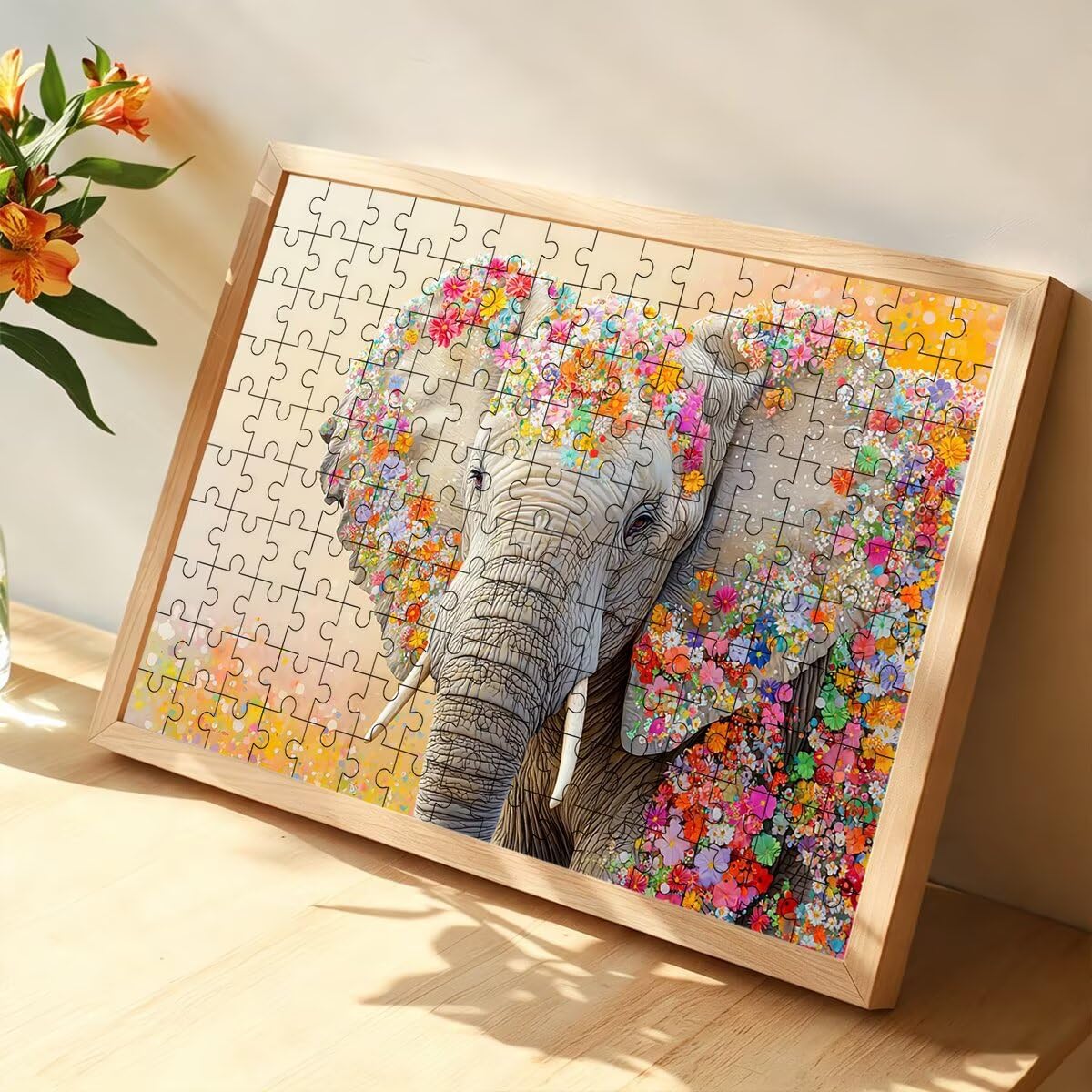 Puzzle 1500 sztuk, Puzzle kwiat, drewniane puzzle 87x57cm -1490