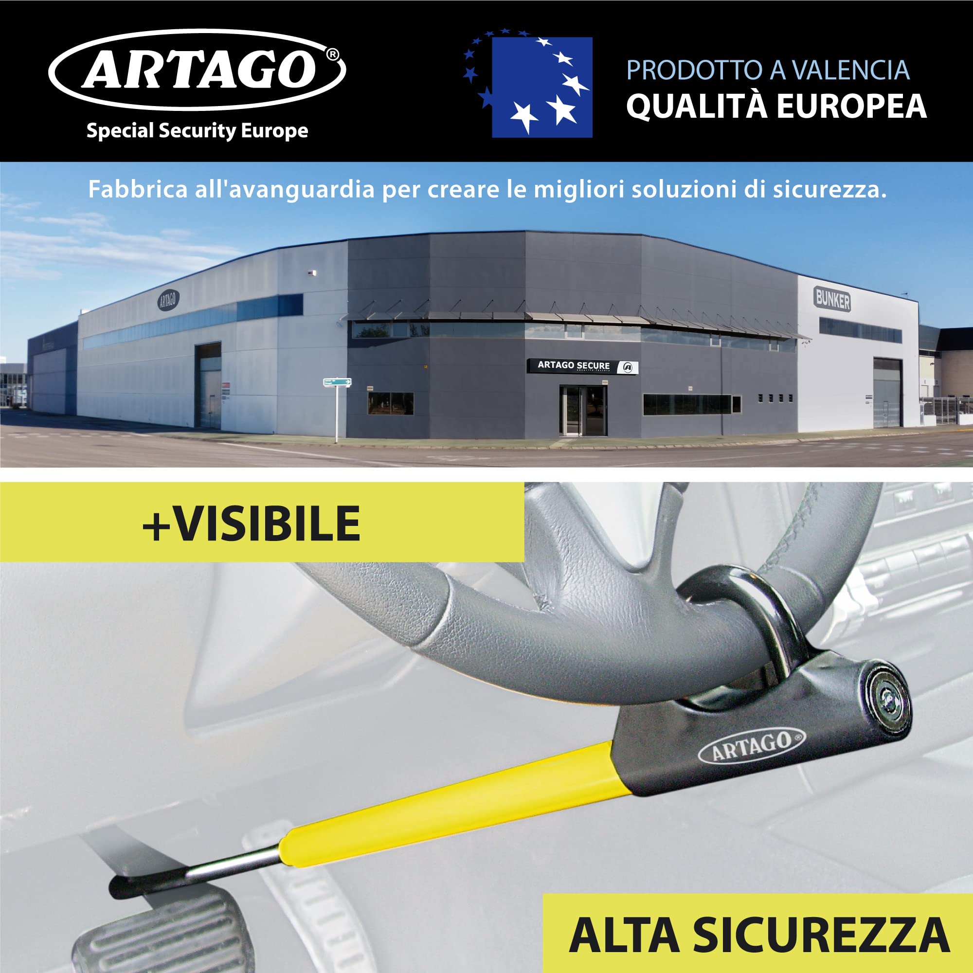 ARTAGO 871 Antifurto Auto Blocca Sterzo Meccanico Universale per Auto Camper