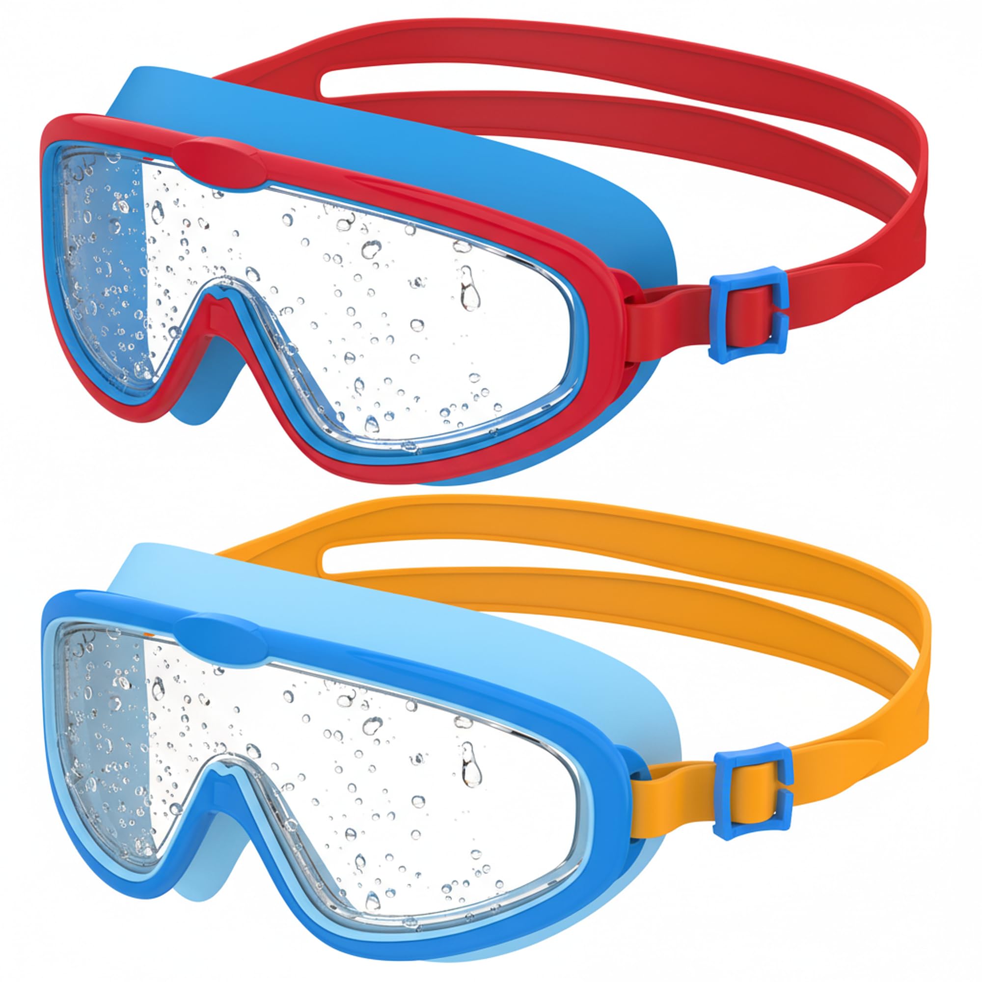 Gafas de Natación Infantiles Marco Grande Antivaho Protección UV Ajuste Rápido Silicona Unisex 3-14 Años